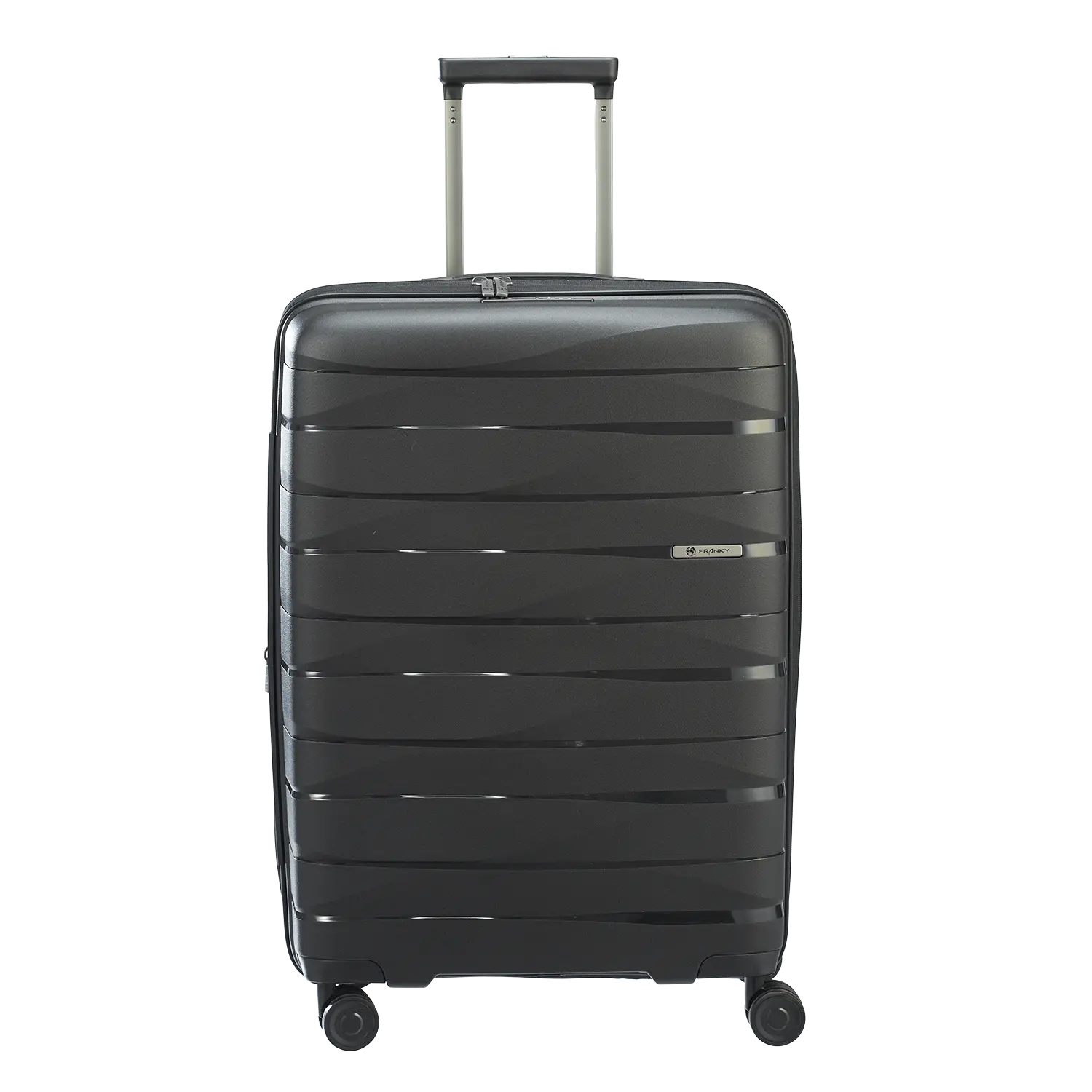 PP21 Hartschalenkoffer M schwarz Frontansicht - Mittelgroßer Trolley 67x46x28cm mit Teleskopgriff