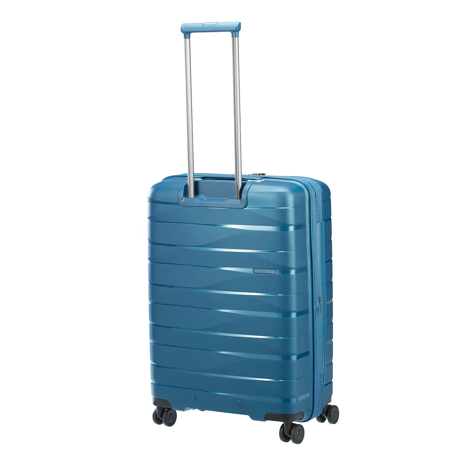 PP21 Hartschalenkoffer M schwarz Rückansicht - Mittelgroßer Trolley 67x46x28cm mit Teleskopgriff