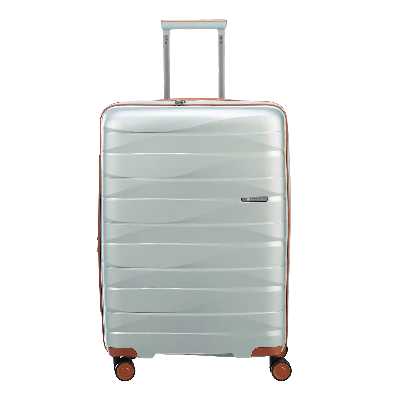 Frontansicht koffer-direkt.de PP21 Trolley 67 cm Silber Metallic – moderner 4-Rollen Reisekoffer