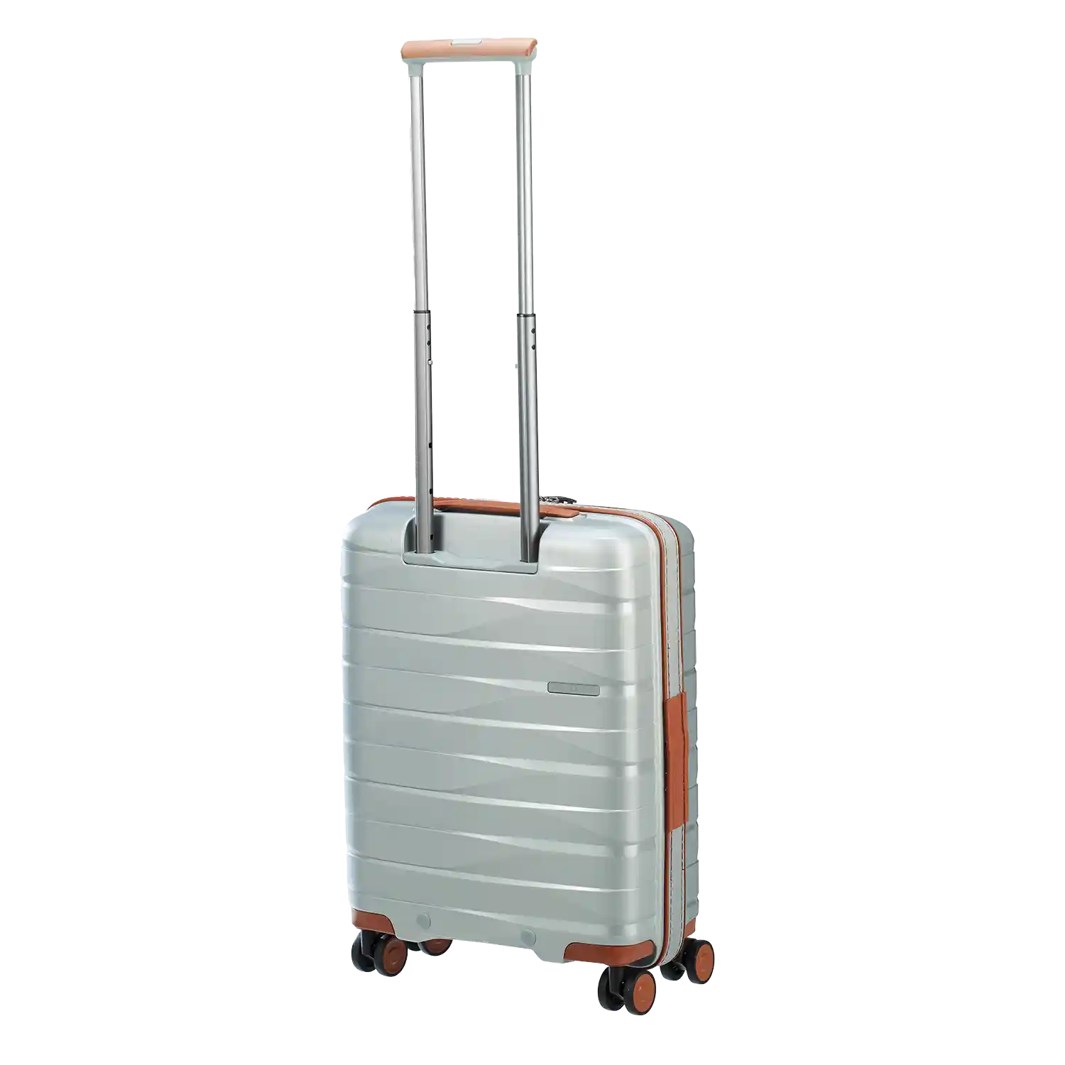 Rückansicht koffer-direkt.de PP21 4-Rollen Trolley Silver Metallic – wendiger Koffer mit 4 Doppelrollen