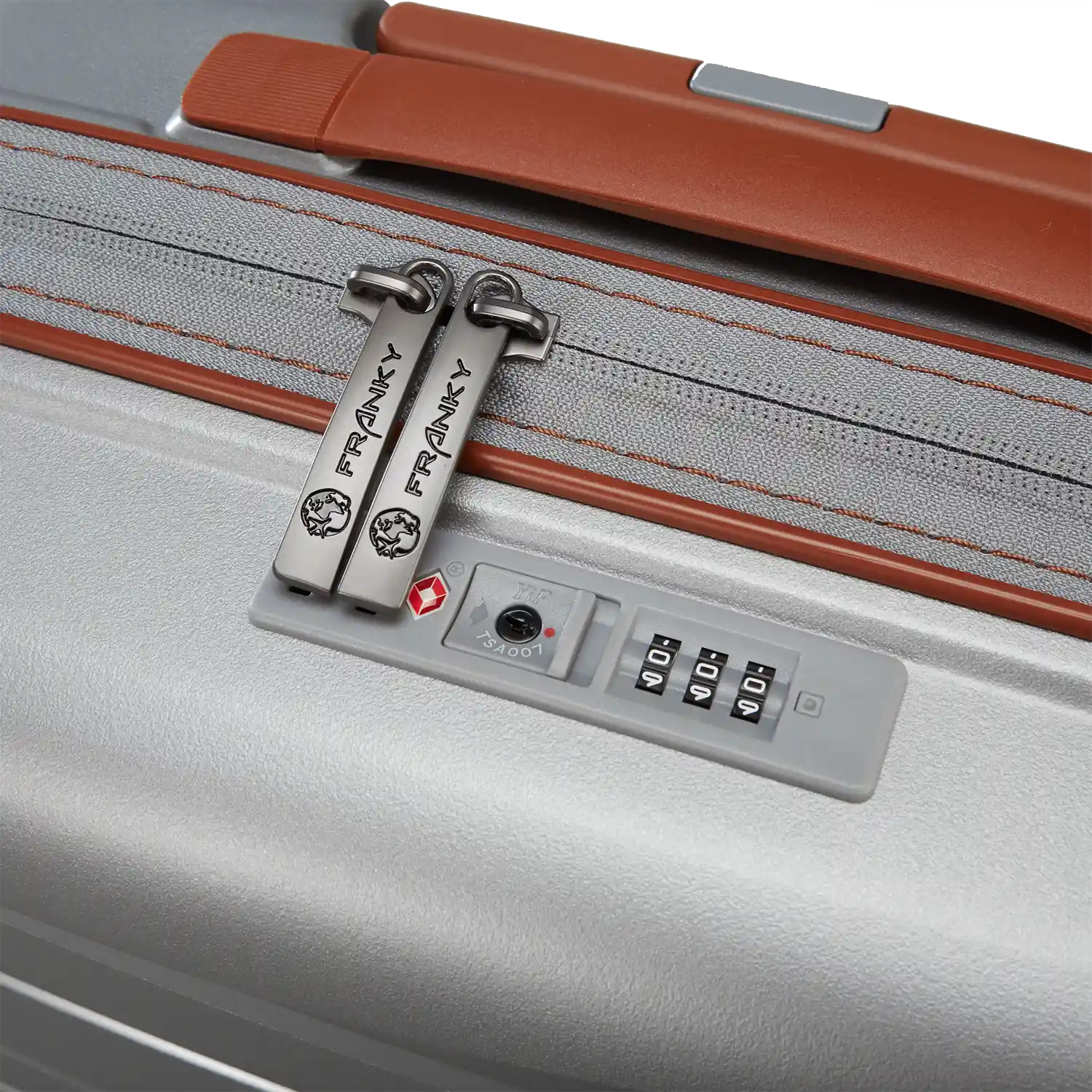 Detailaufnahme koffer-direkt.de PP21 55 cm Trolley – robuste Schale und modernes Metallic-Finish und TSA Zahlenschloss