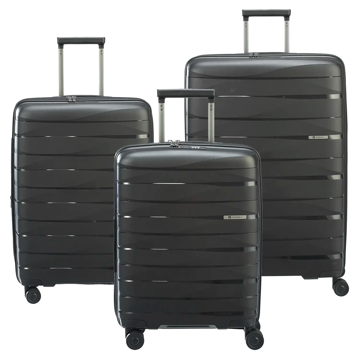 koffer-direkt.de PP21 4-Rollen Kofferset schwarz - 3-teiliges Hartschalenkoffer Set L/M/S
