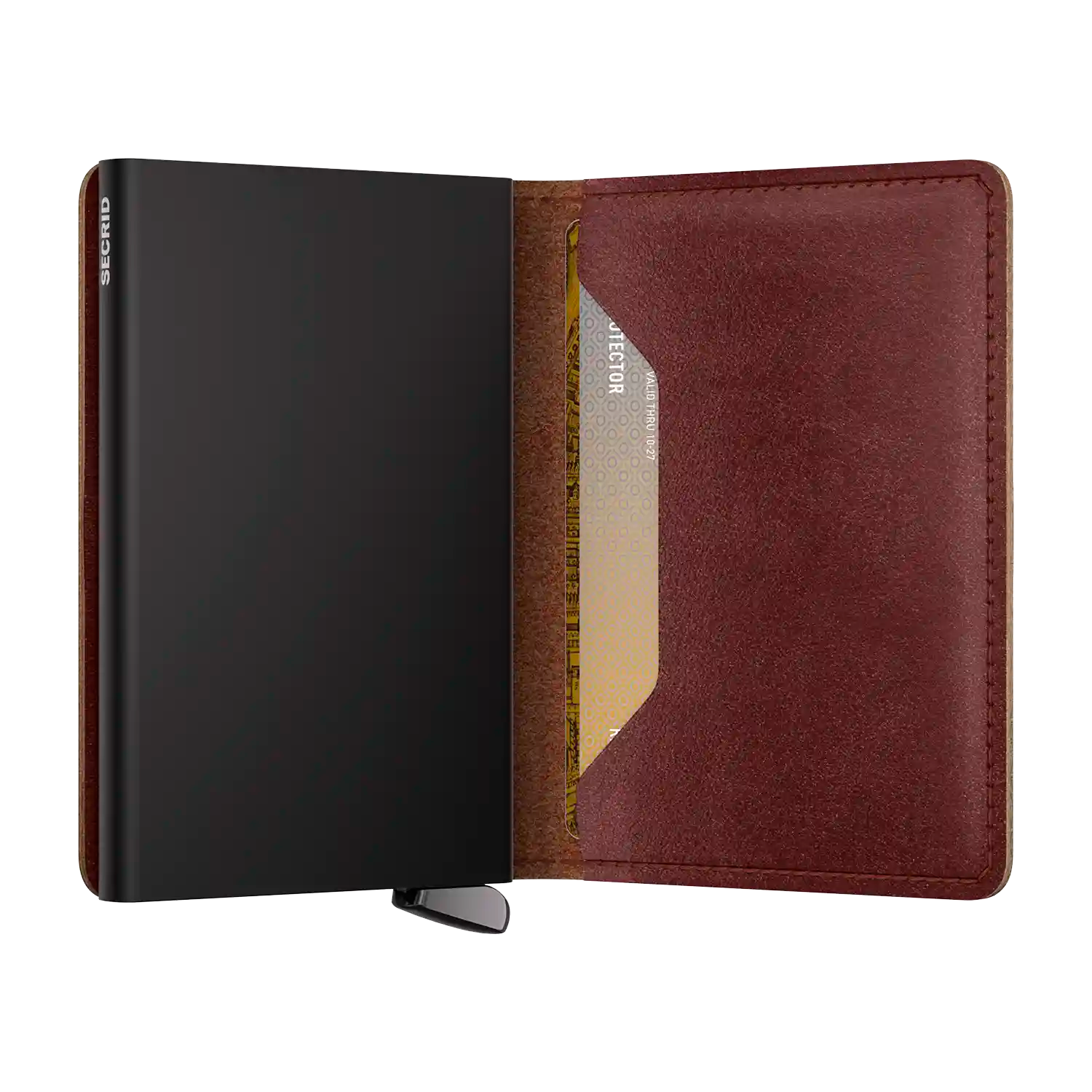 Secrid Slimwallet Basco Brown+ Rückseite - hochwertiges braunes Leder-Kartenetui mit RFID-Schutz