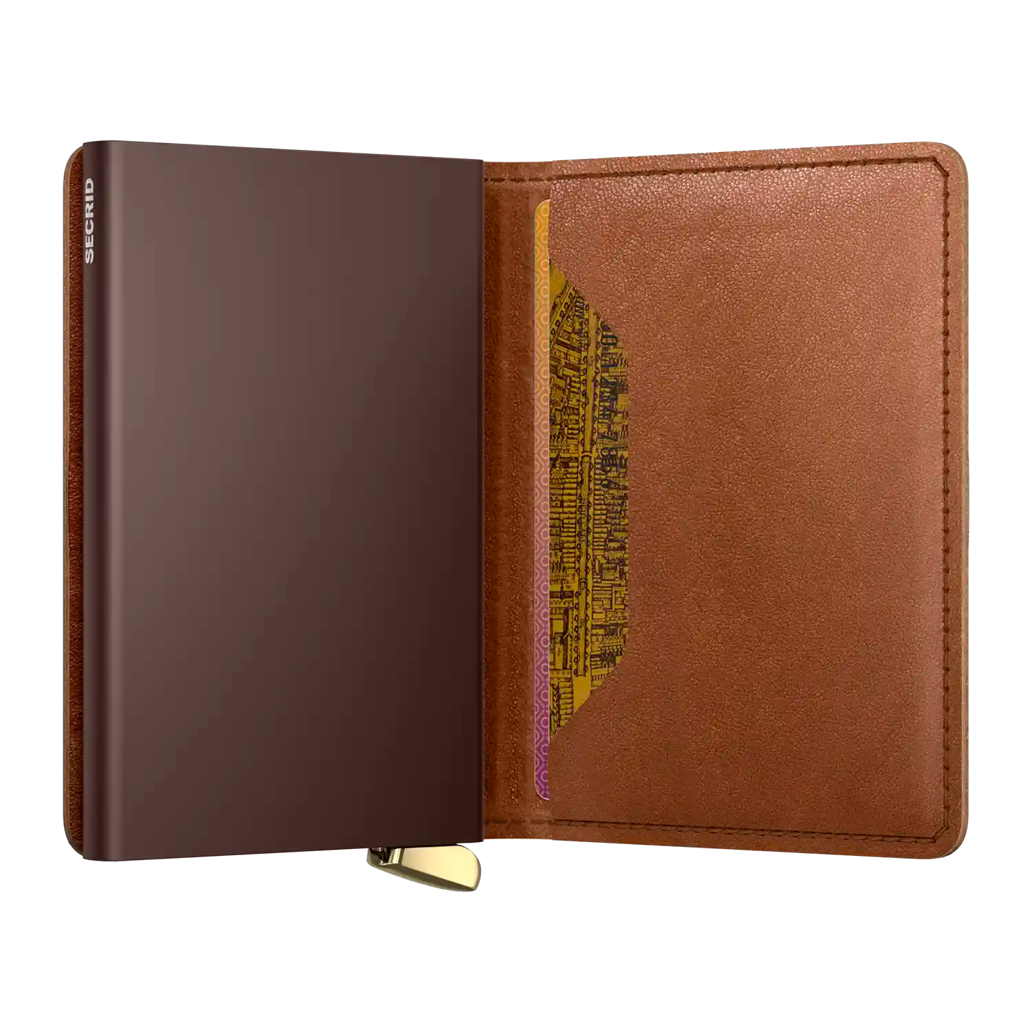 Secrid Premium Kollektion Slimwallet Emboss Lines 10 cm - Cognac+