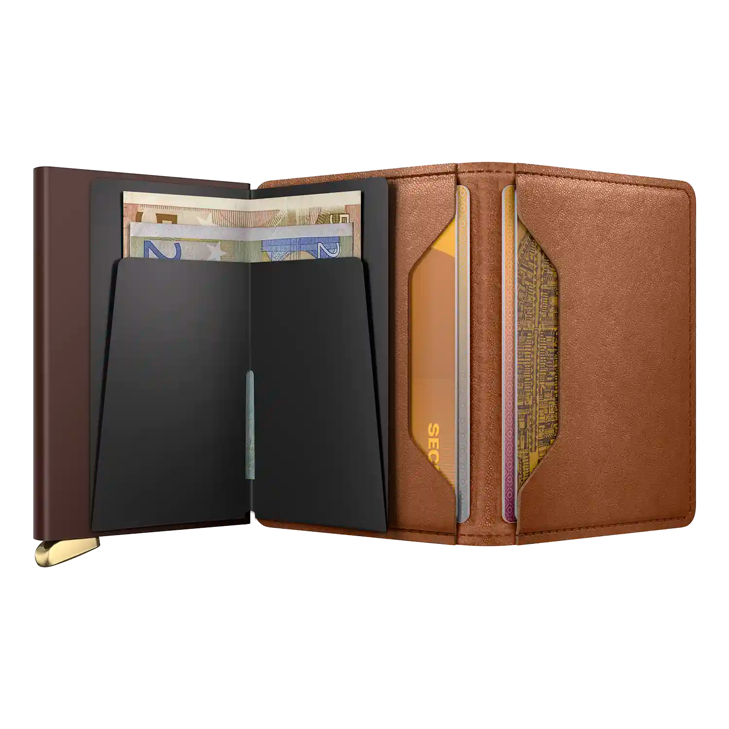 Secrid Premium Kollektion Slimwallet Emboss Lines 10 cm - Cognac+