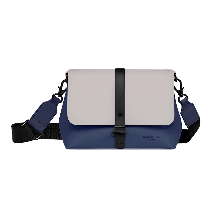 Gaston Luga Spläsh Crossbody Bag 20 cm Dark Blue / Taupe – nachhaltige, vegane Umhängetasche in modernem Design