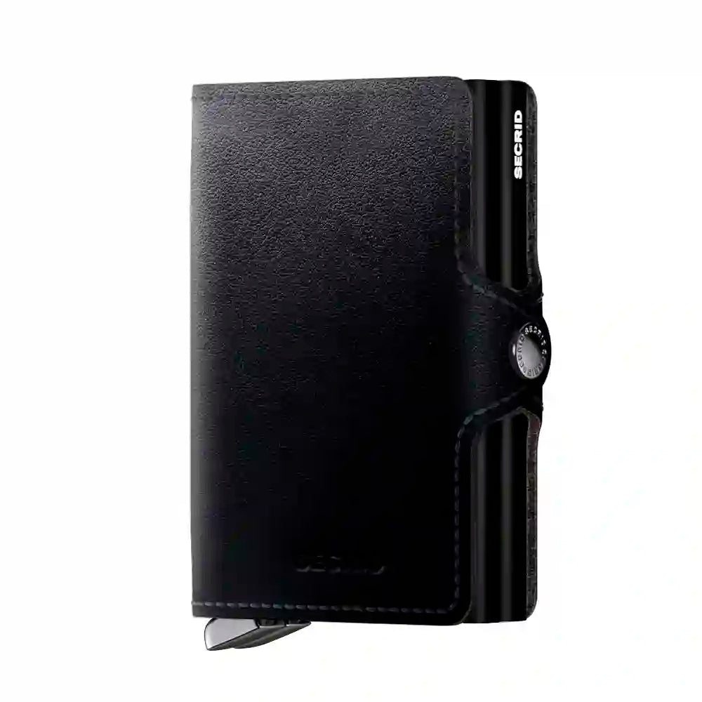 Secrid Premium Kollektion Twinwallet Dusk 10 cm Black – exklusive schwarze Leder-Geldbörse mit Doppel-Cardprotector