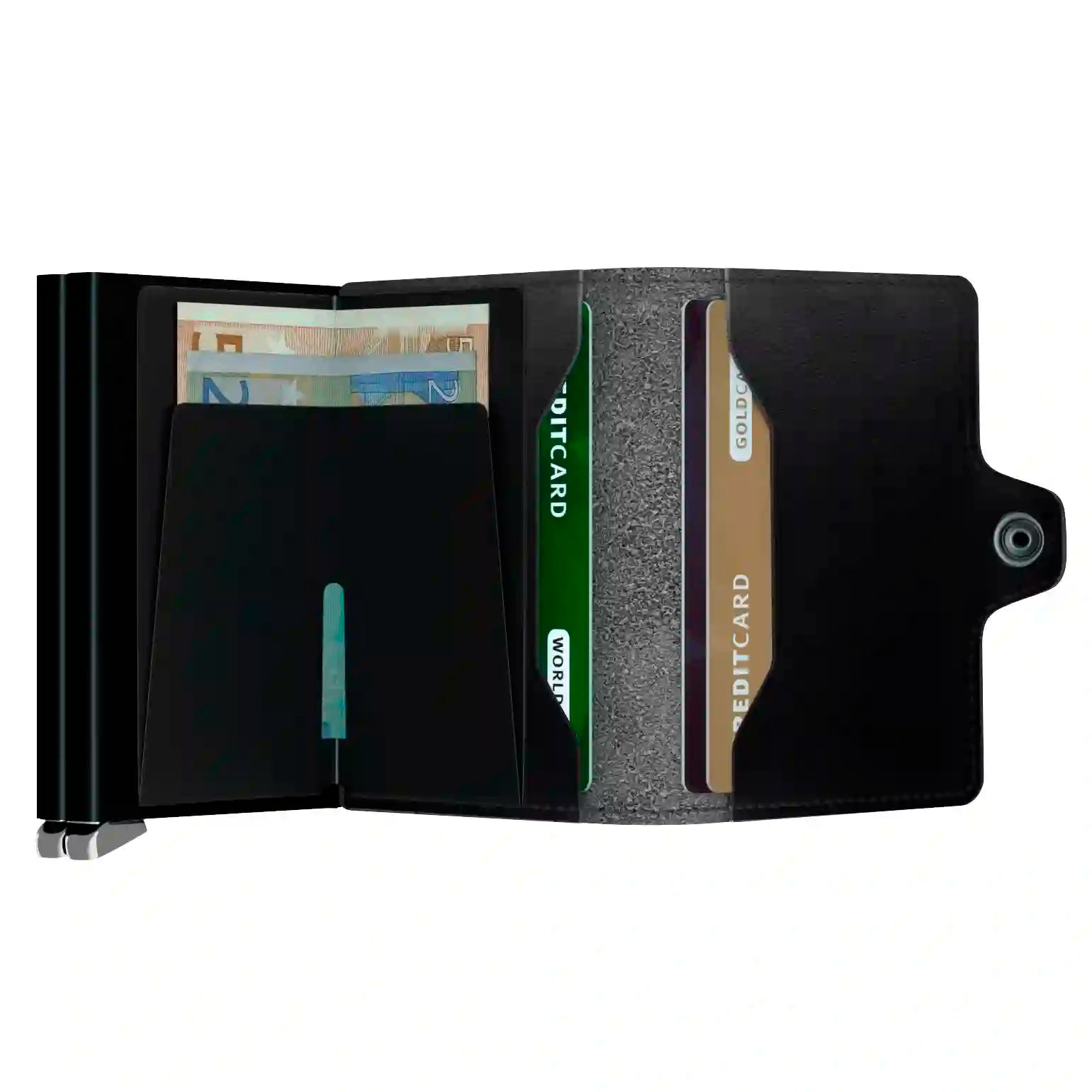 Innenansicht Secrid Premium Kollektion Twinwallet Dusk Black 10 cm mit zwei Cardprotectors