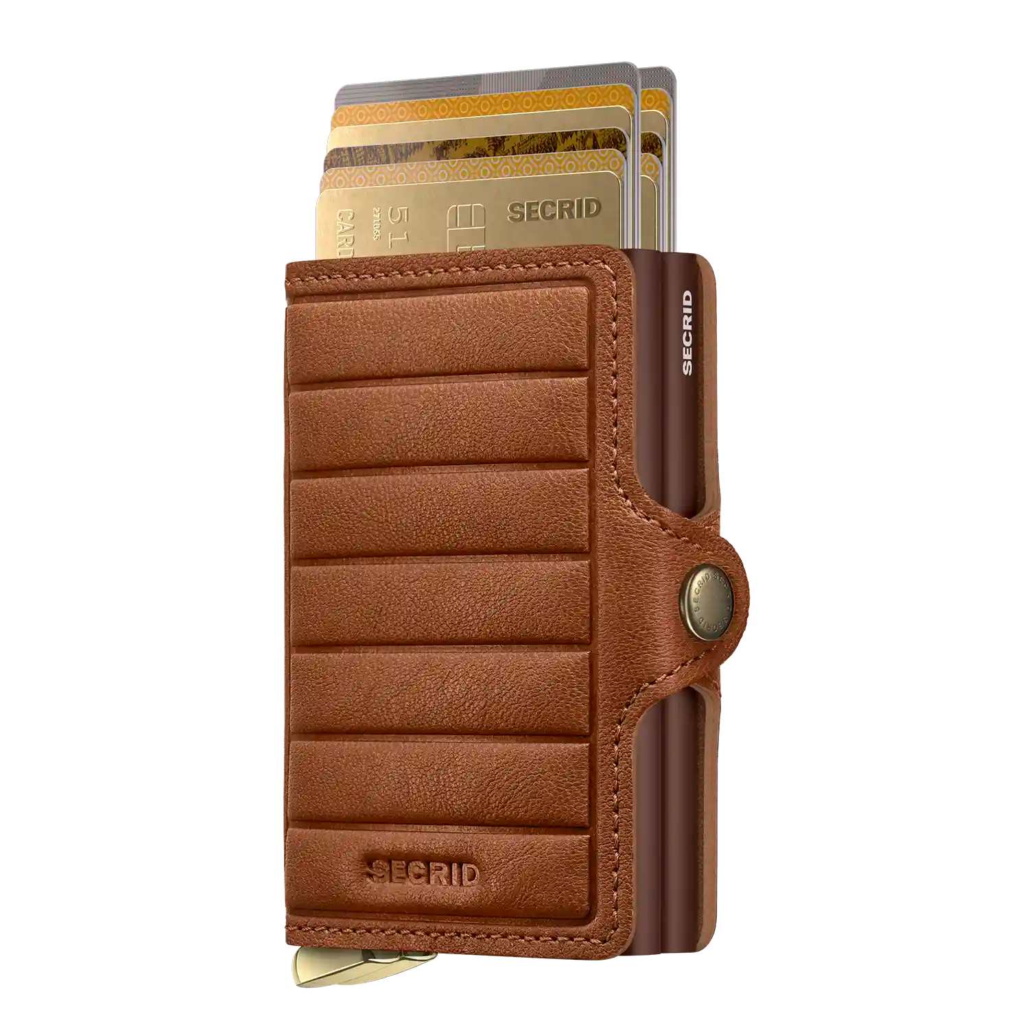 Secrid Twinwallet Emboss Lines Cognac Premium Kollektion 10 cm Wallet aus geprägtem Leder