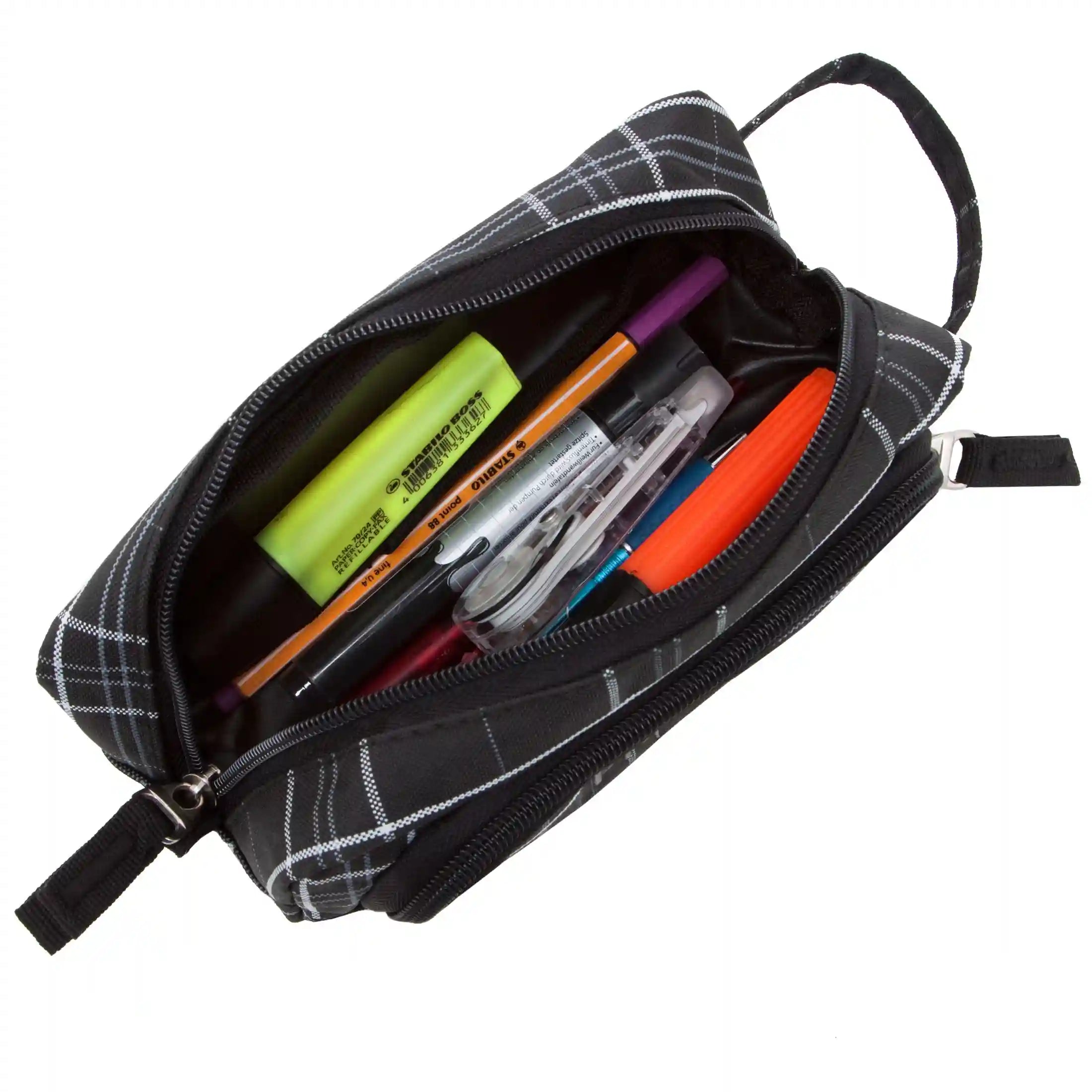 koffer-direkt.de Franky T1 pencil case 20 cm - black/blue/checkered