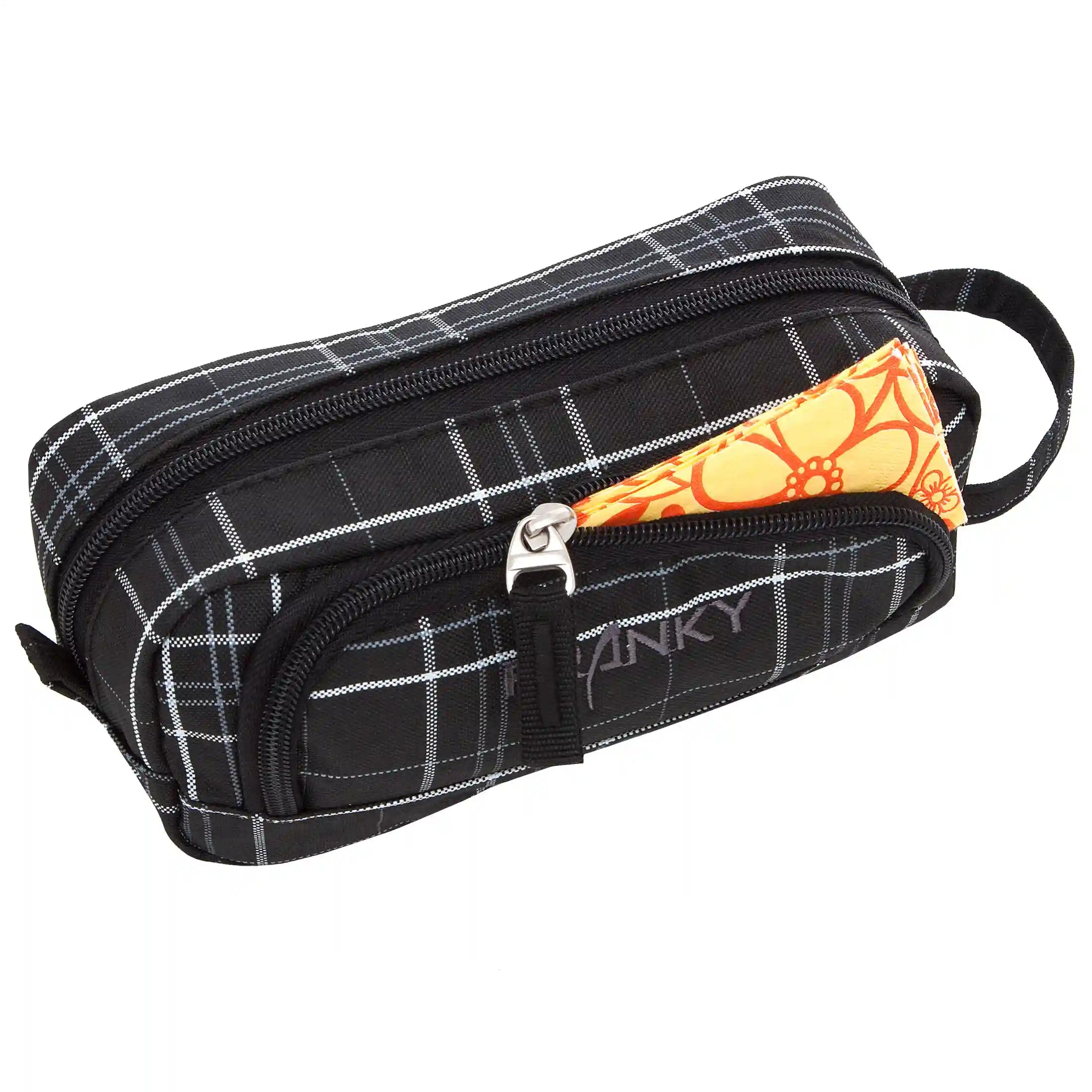 koffer-direkt.de Franky T1 pencil case 20 cm - black/blue/checkered