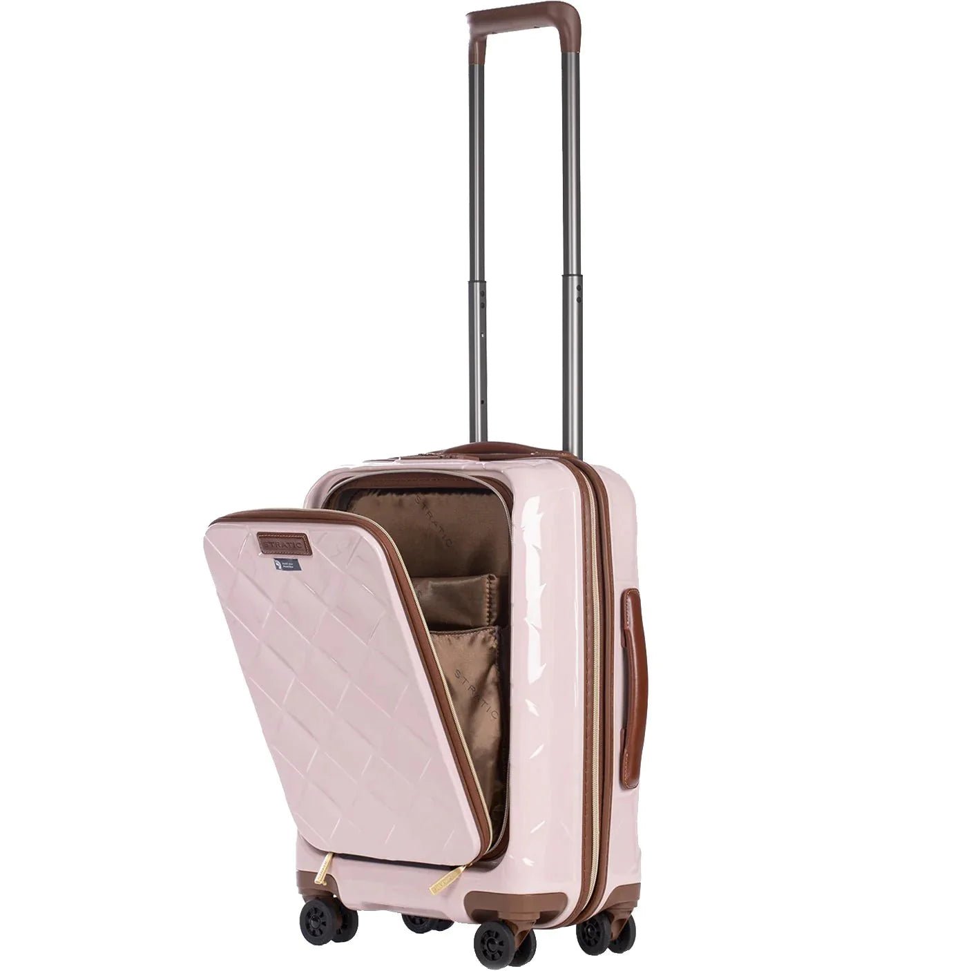 Stratic Leather & More 4-Rollen Trolley mit Vortasche 55 cm - Champagne