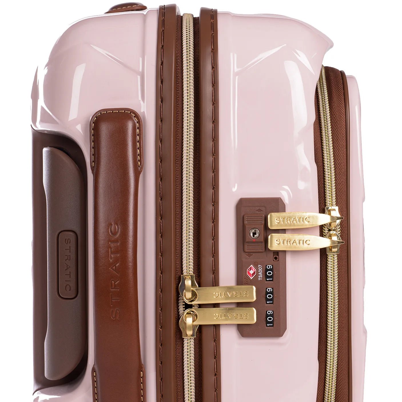Stratic Leather & More 4-Rollen Trolley mit Vortasche 55 cm - Champagne