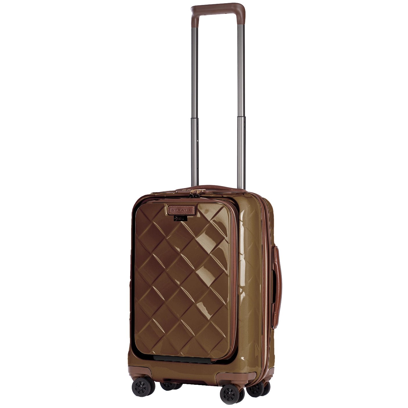 Stratic Leather & More 4-Rollen Trolley mit Vortasche 55 cm - Champagne