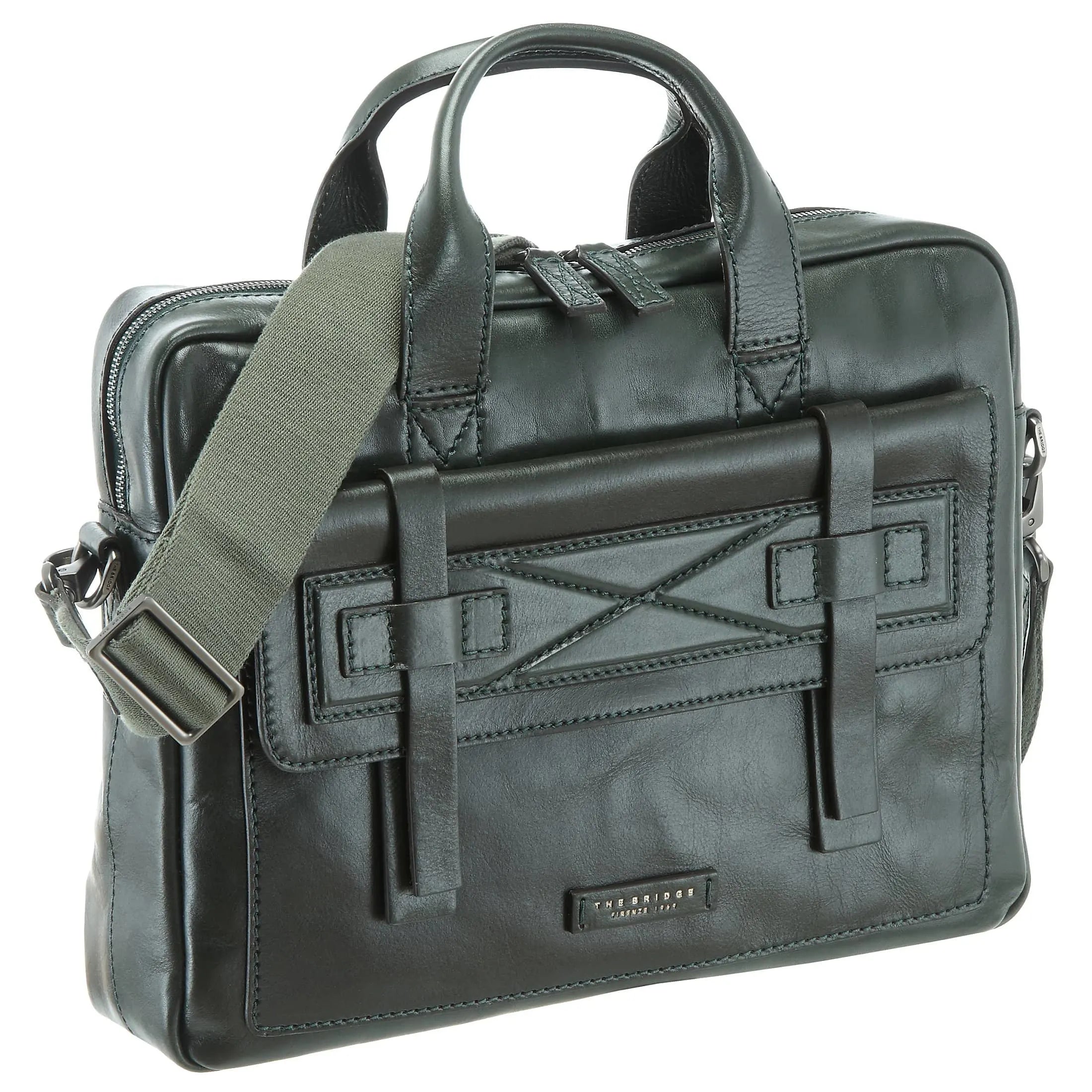 The Bridge Casentino briefcase 38 cm - verde bosco
