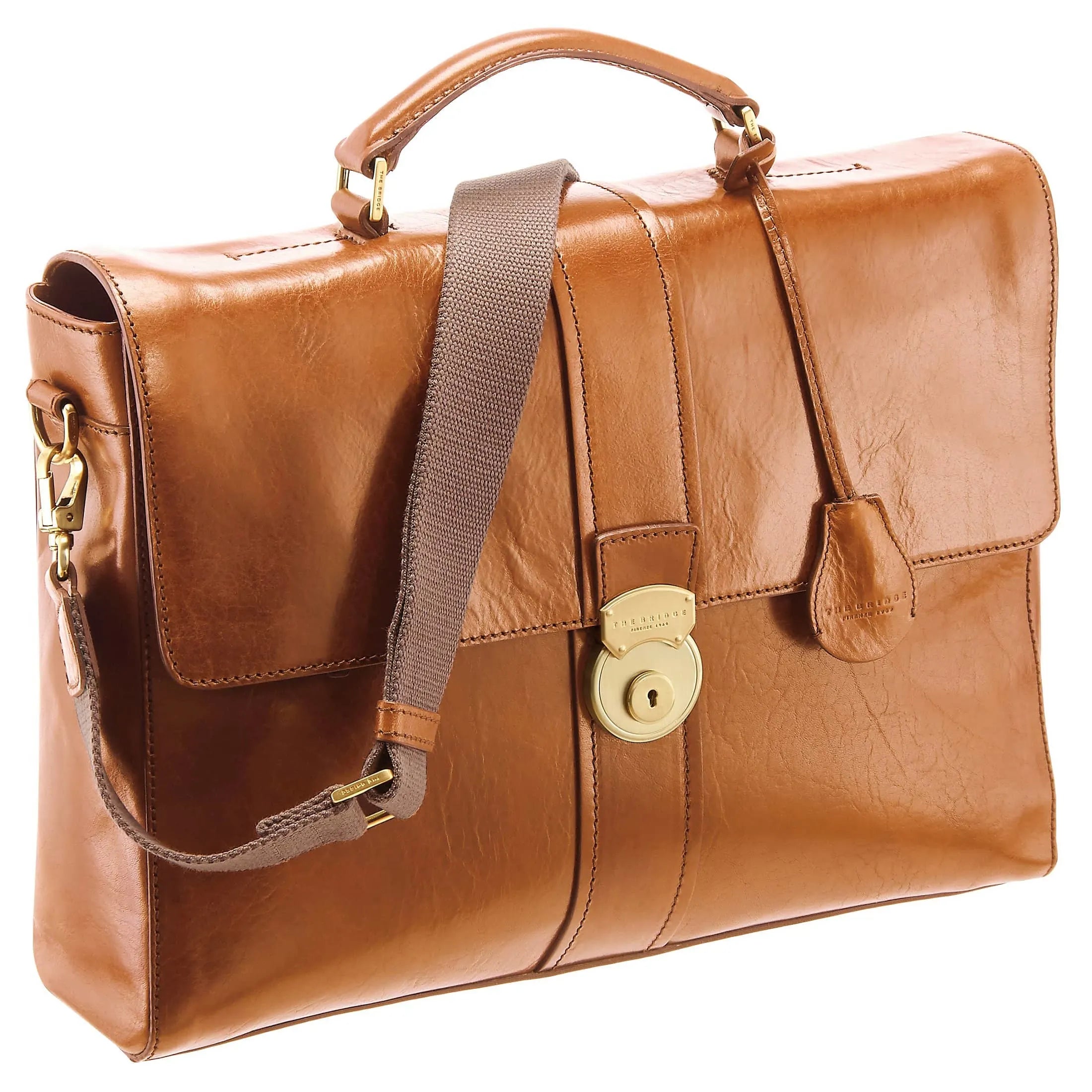 The Bridge Trebbio briefcase 40 cm - cognac