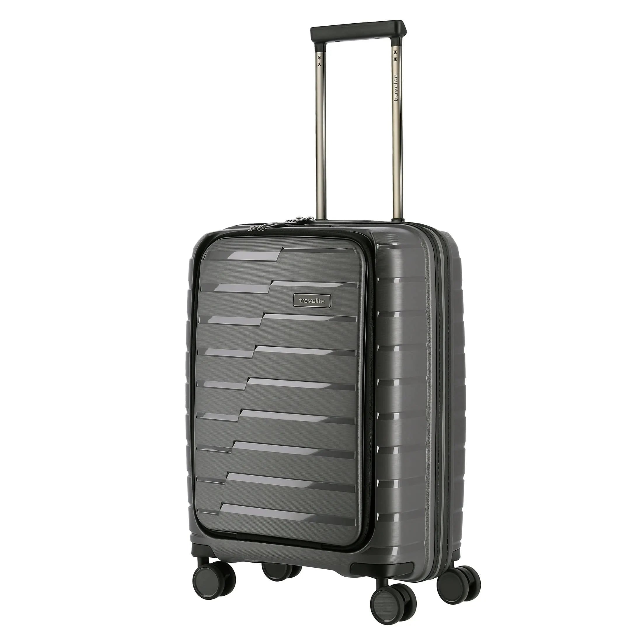 Travelite Air Base 4-Rollen Kabinentrolley mit Vortasche 55 cm - Anthrazit