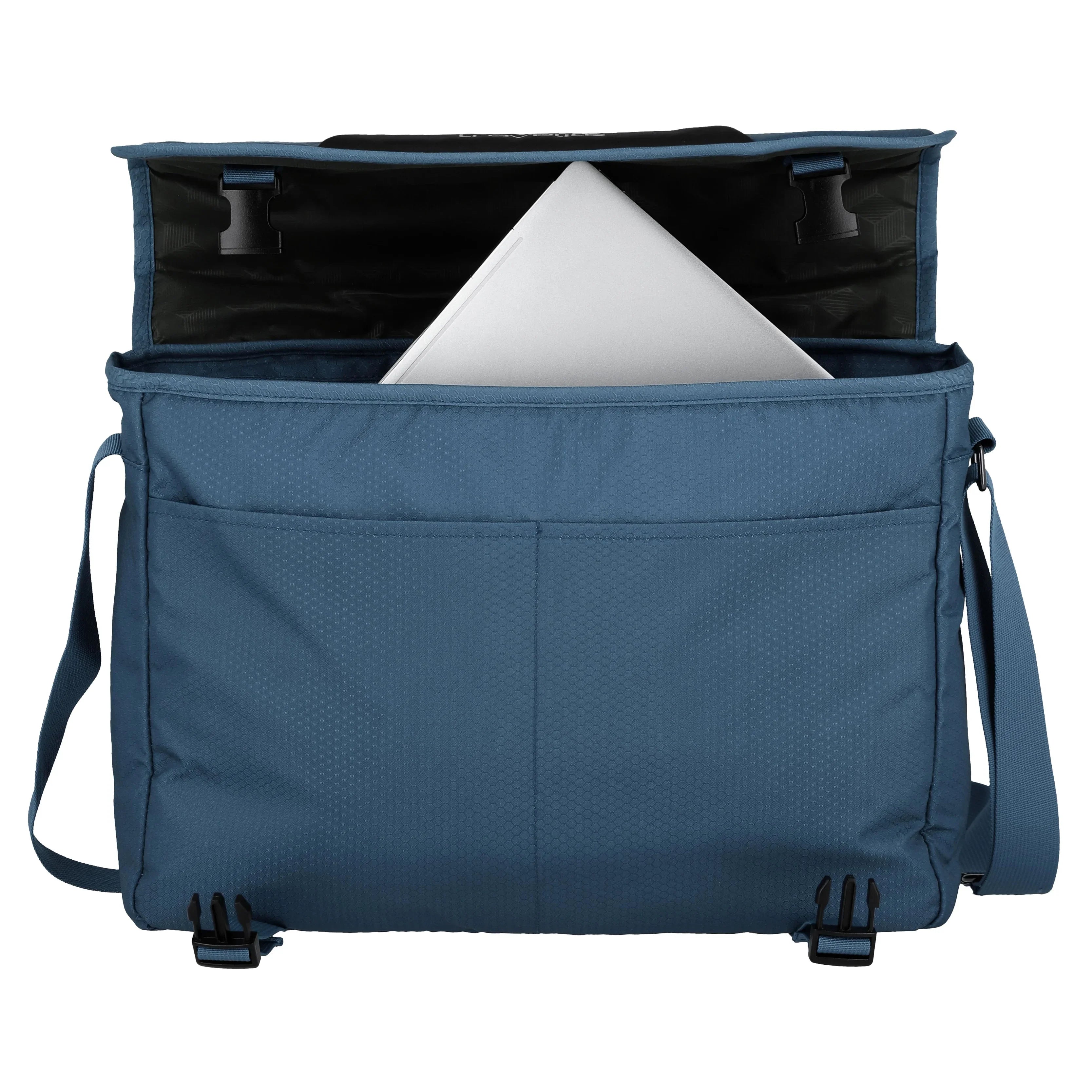 Travelite Skaii Messenger 41 cm - blau - geöffnet mit Laptopfach