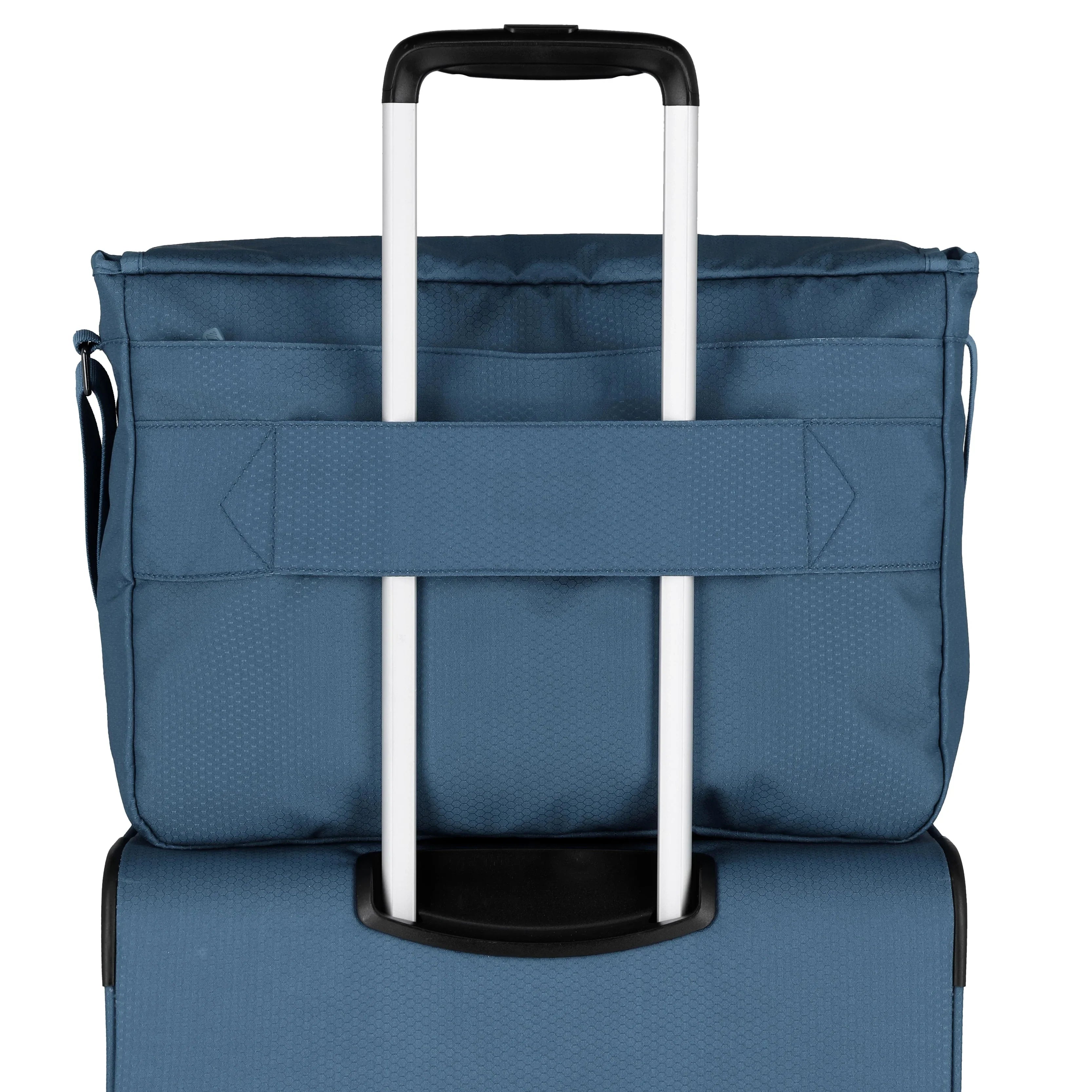 Travelite Skaii Messenger 41 cm - blau - Rückansicht mit Aufstecksystem
