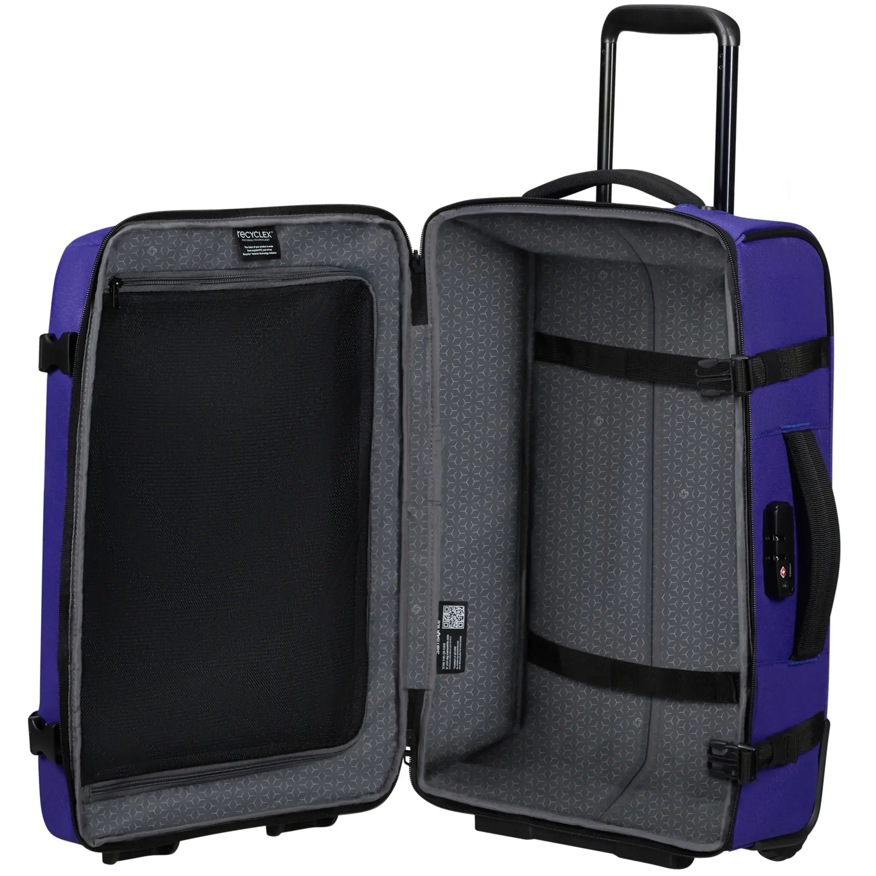 Samsonite Roader Rollreisetasche 55 cm drifter grey - geöffnet mit Hauptfach und Packgurten