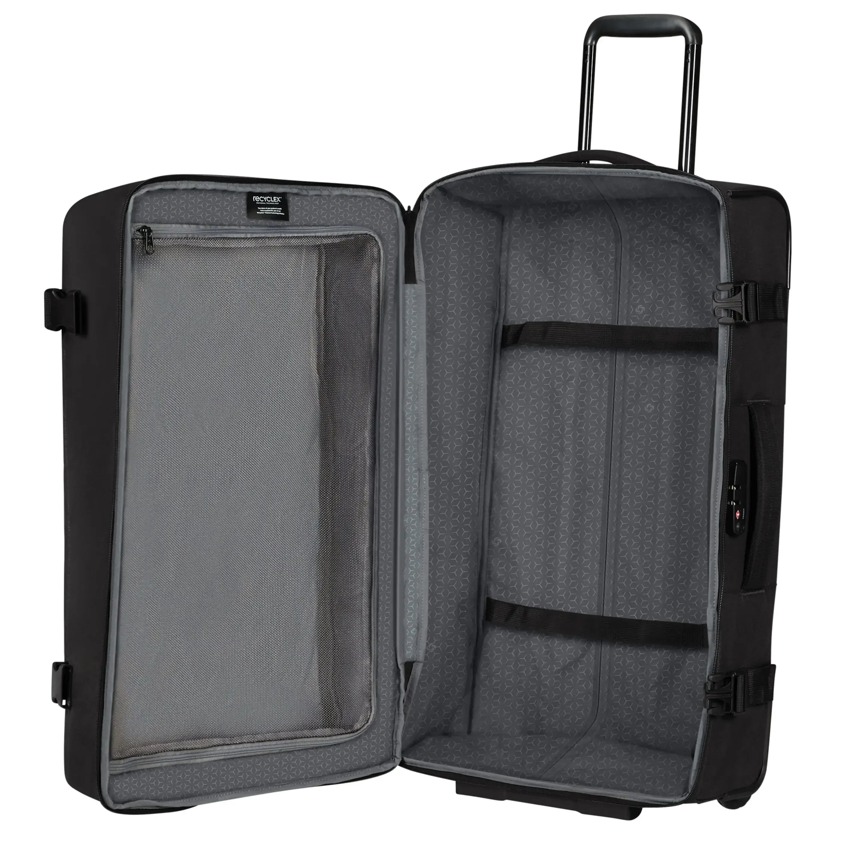 Samsonite Roader Rollreisetasche 68 cm dark blue - geöffnet mit großem Hauptfach und Packgurten