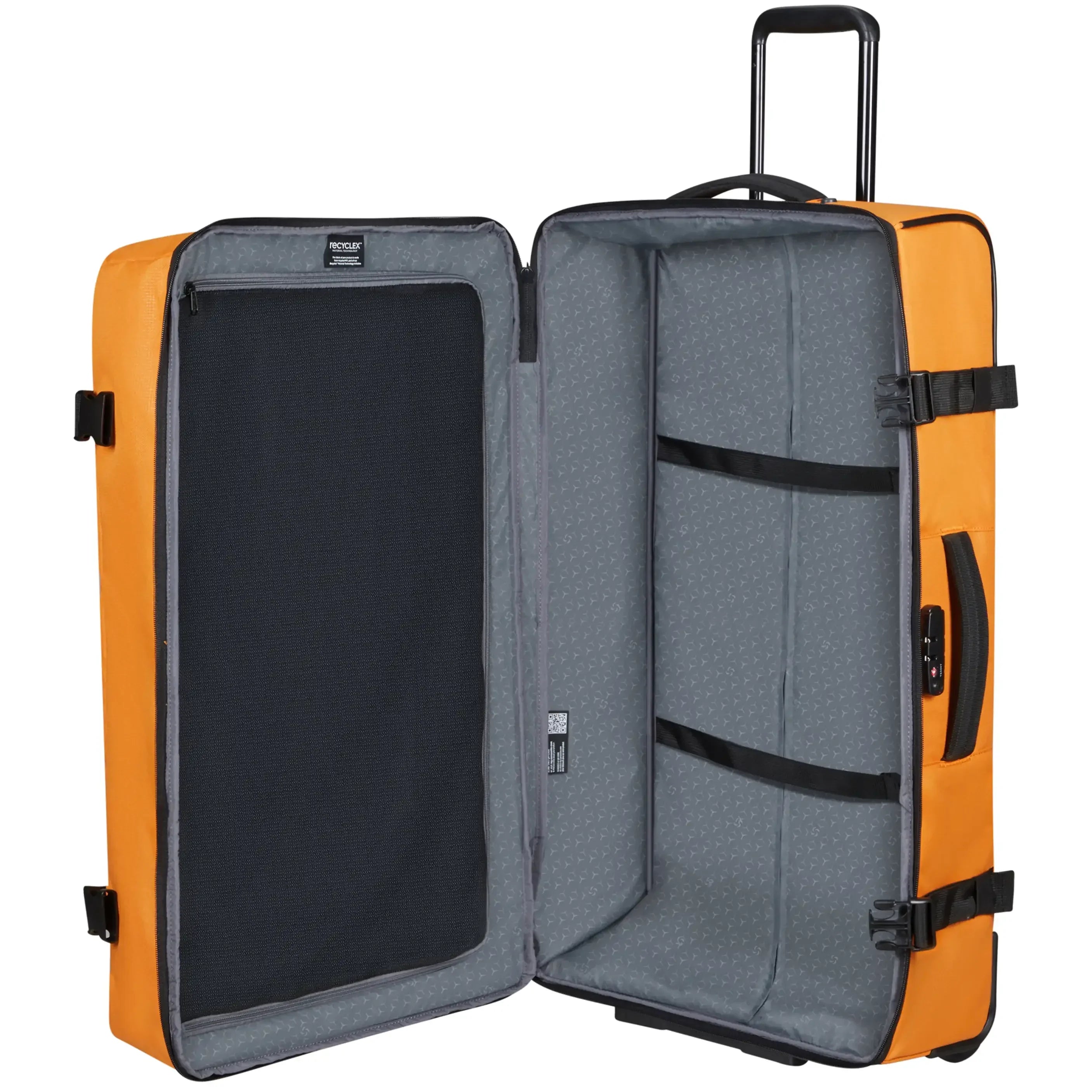 Samsonite Roader Rollreisetasche 79 cm deep black - geöffnet mit großem Hauptfach und Packgurten