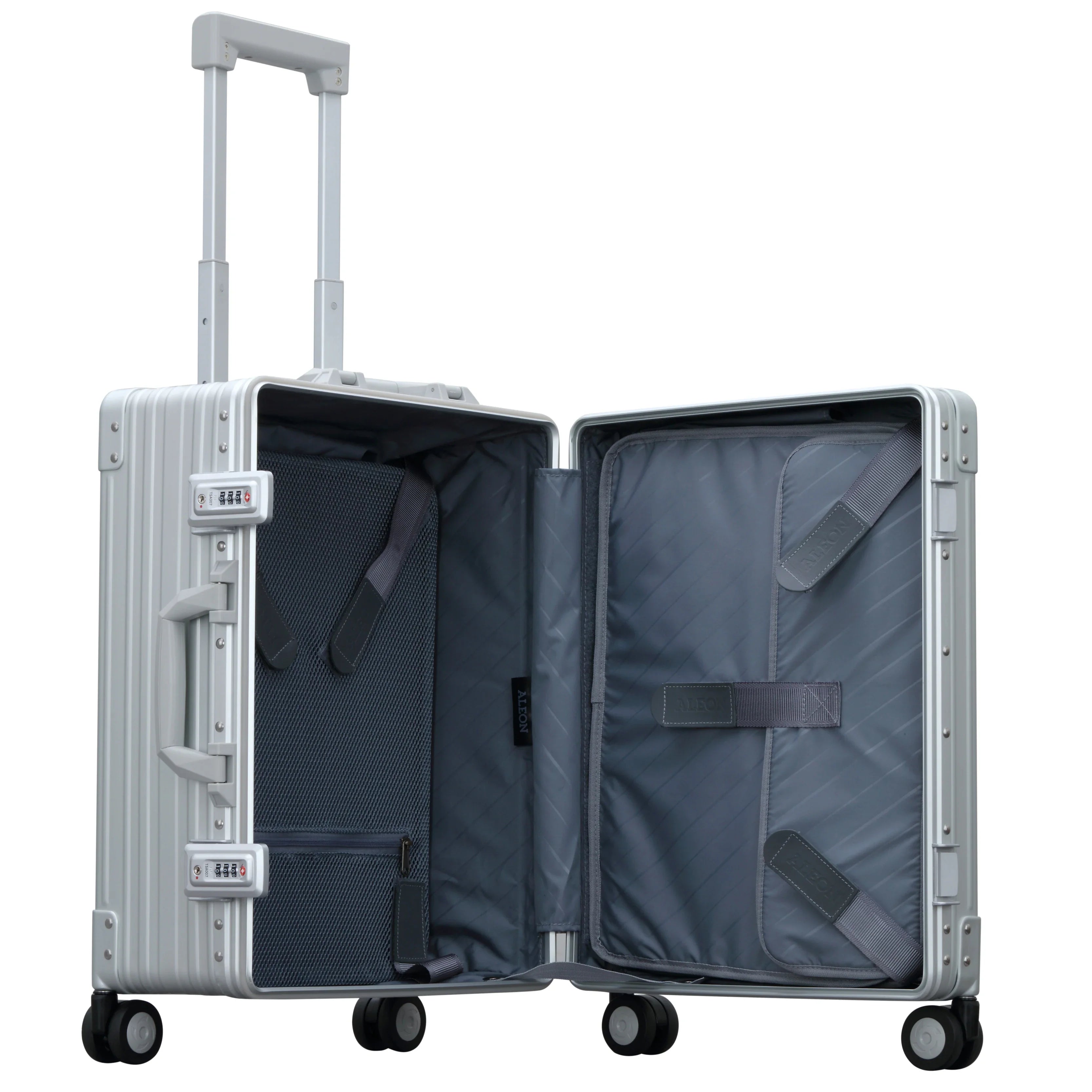 Aleon Carry-On 4-Rollen Kabinentrolley mit Kleidersack 53 cm - Platinum