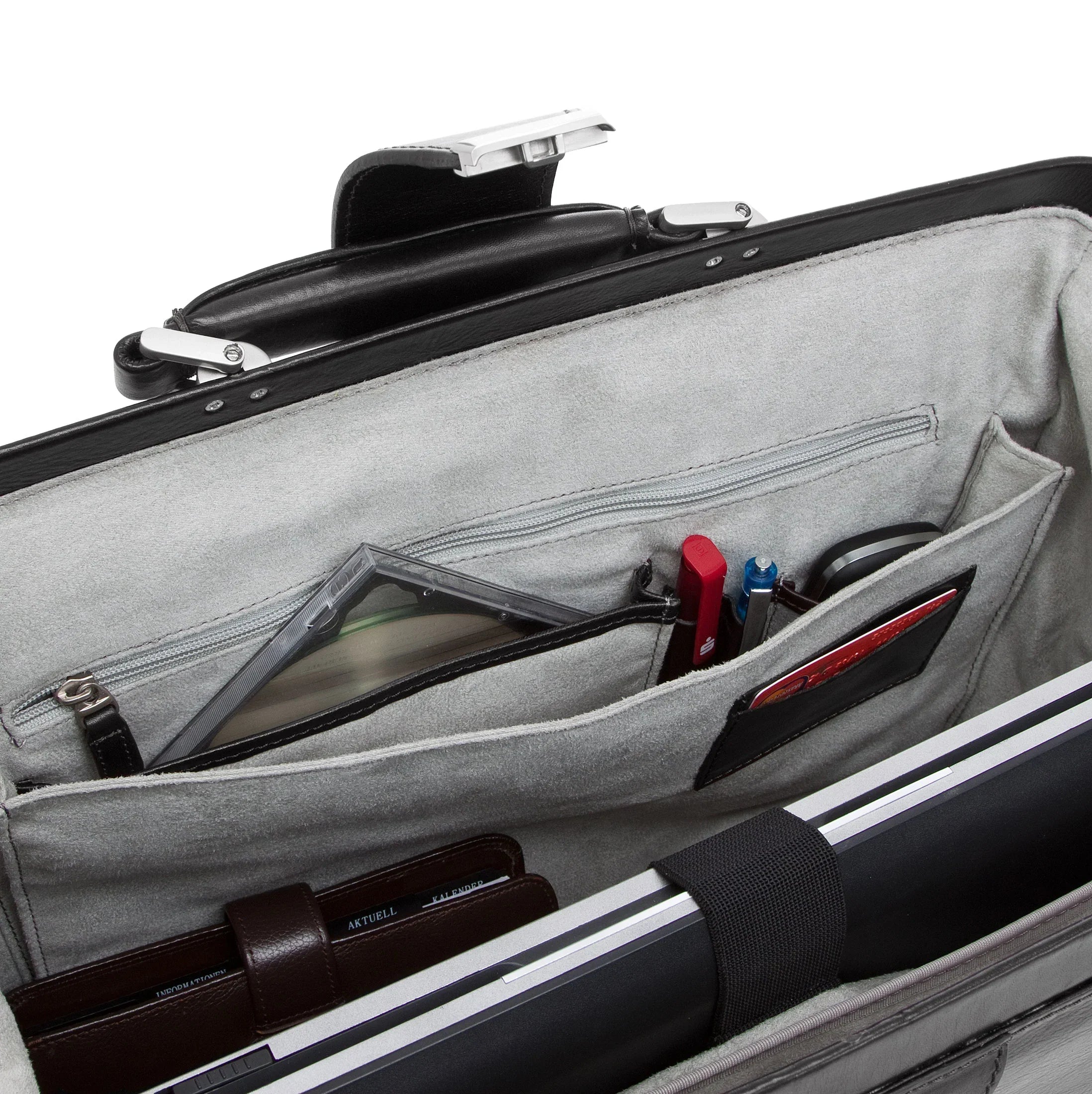Dermata Business Bügelmappe aus Leder 40 cm - cognac