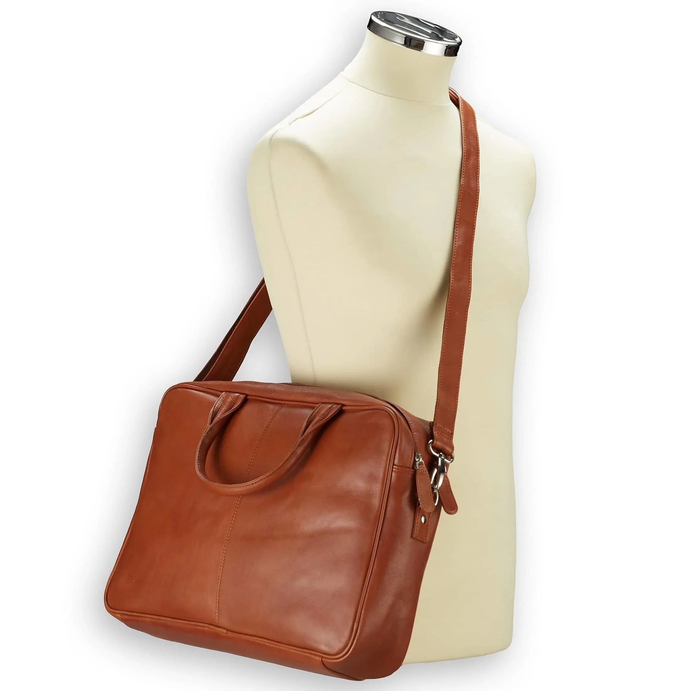 Dermata Business Aktenmappe mit Laptopfach 41 cm - Cognac