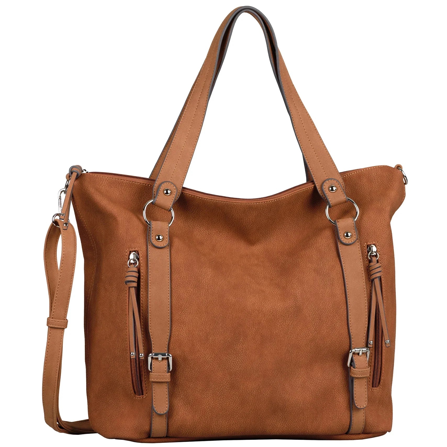 Leather shopper clearance bag with zip