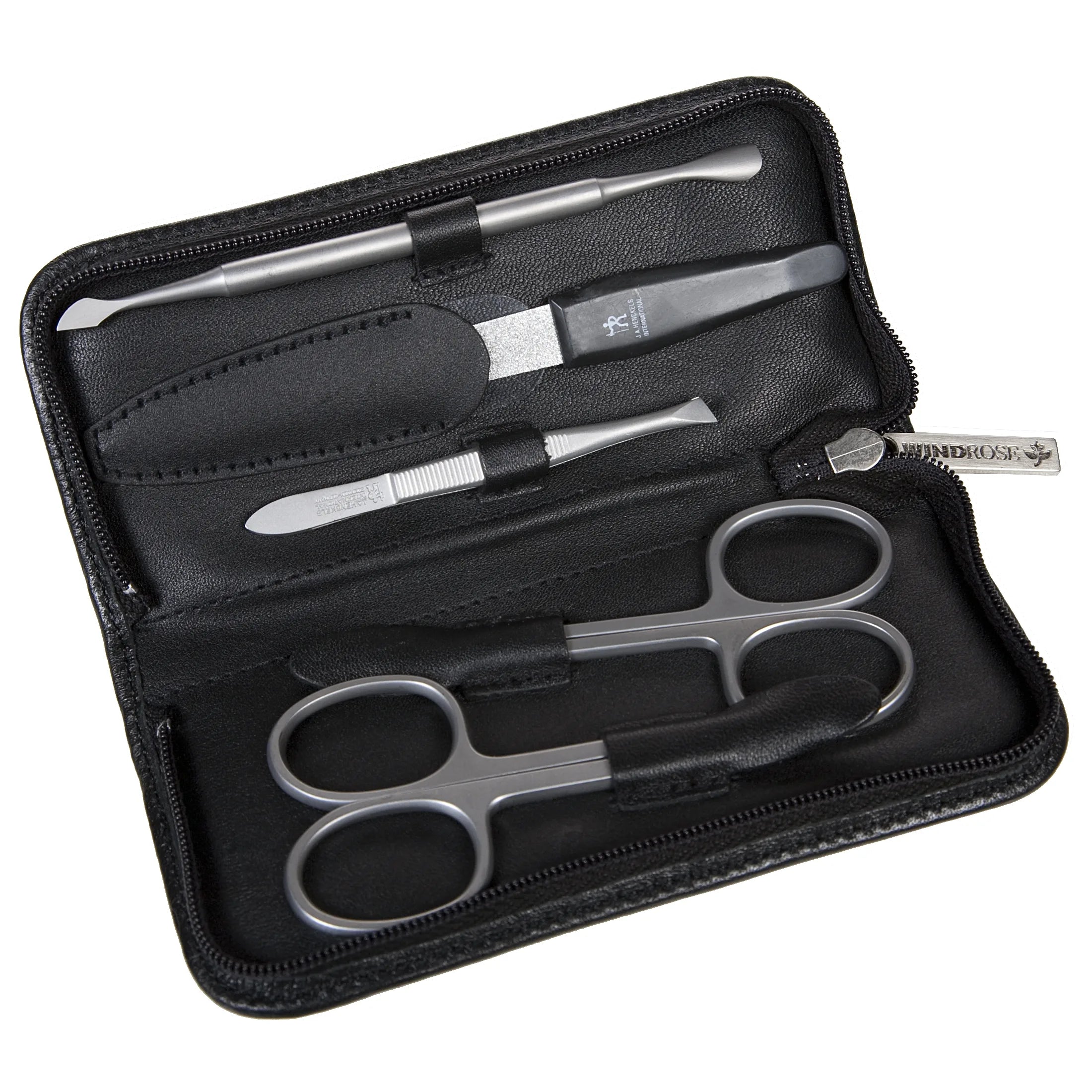 Windrose Nappa Manicure leather zipper case 14 cm - black