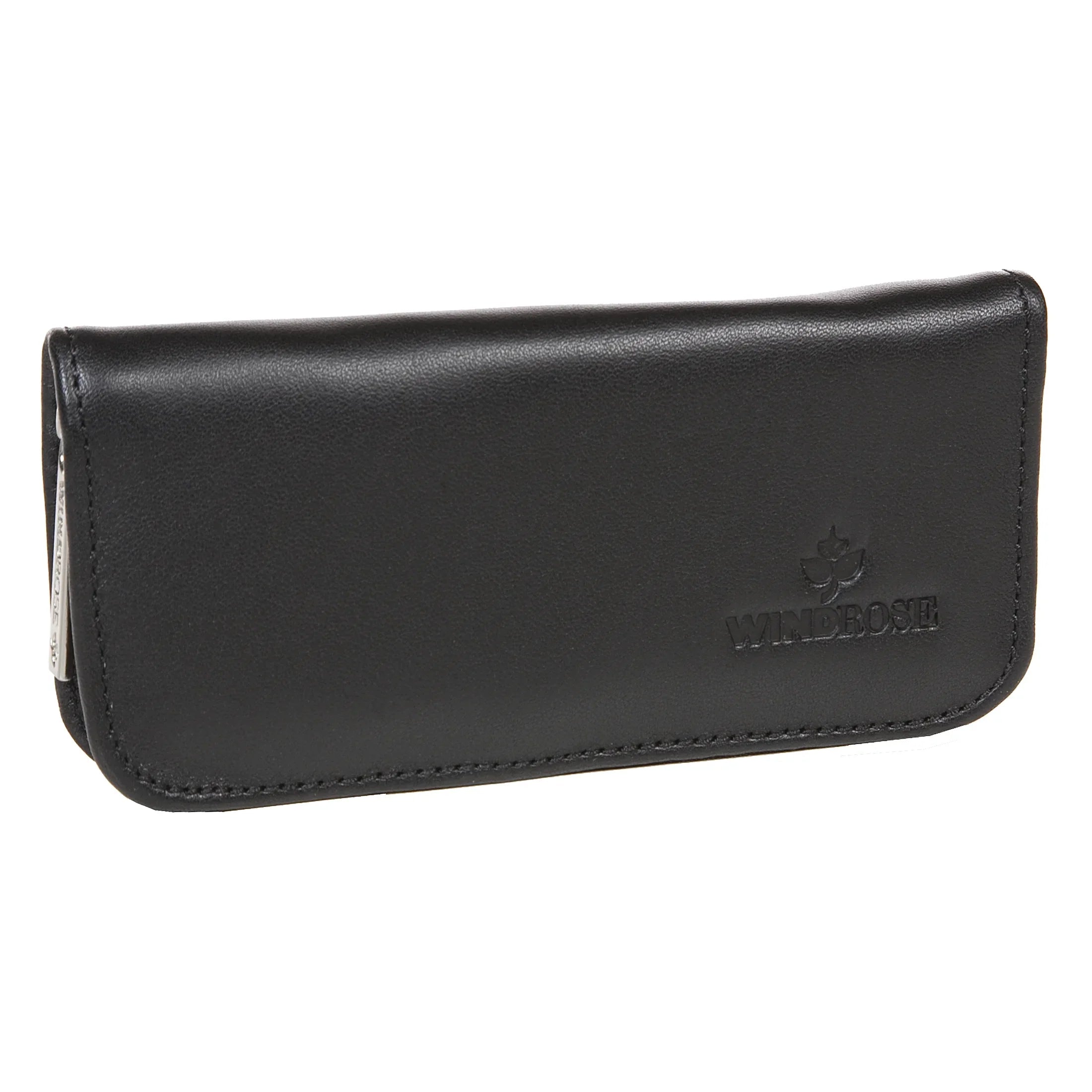 Windrose Nappa Manicure Zippered Leather Case - Black