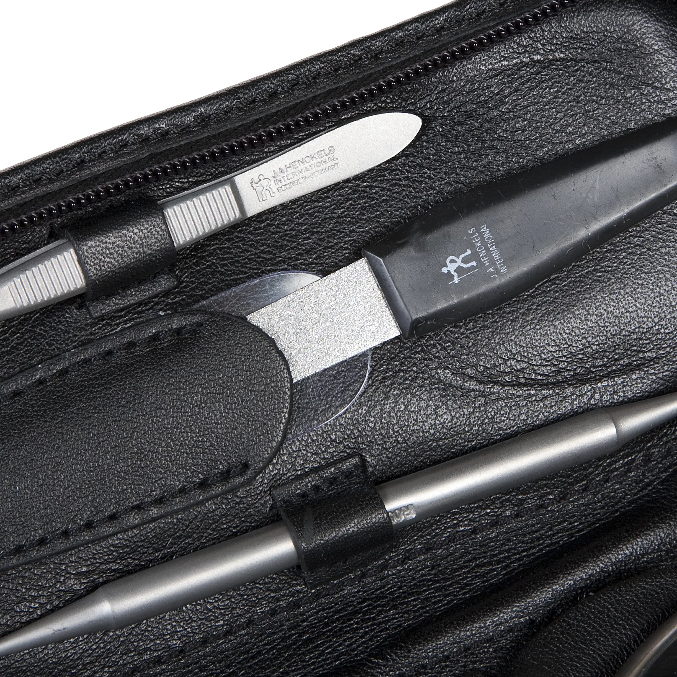 Windrose Nappa Manicure Zippered Leather Case - Black