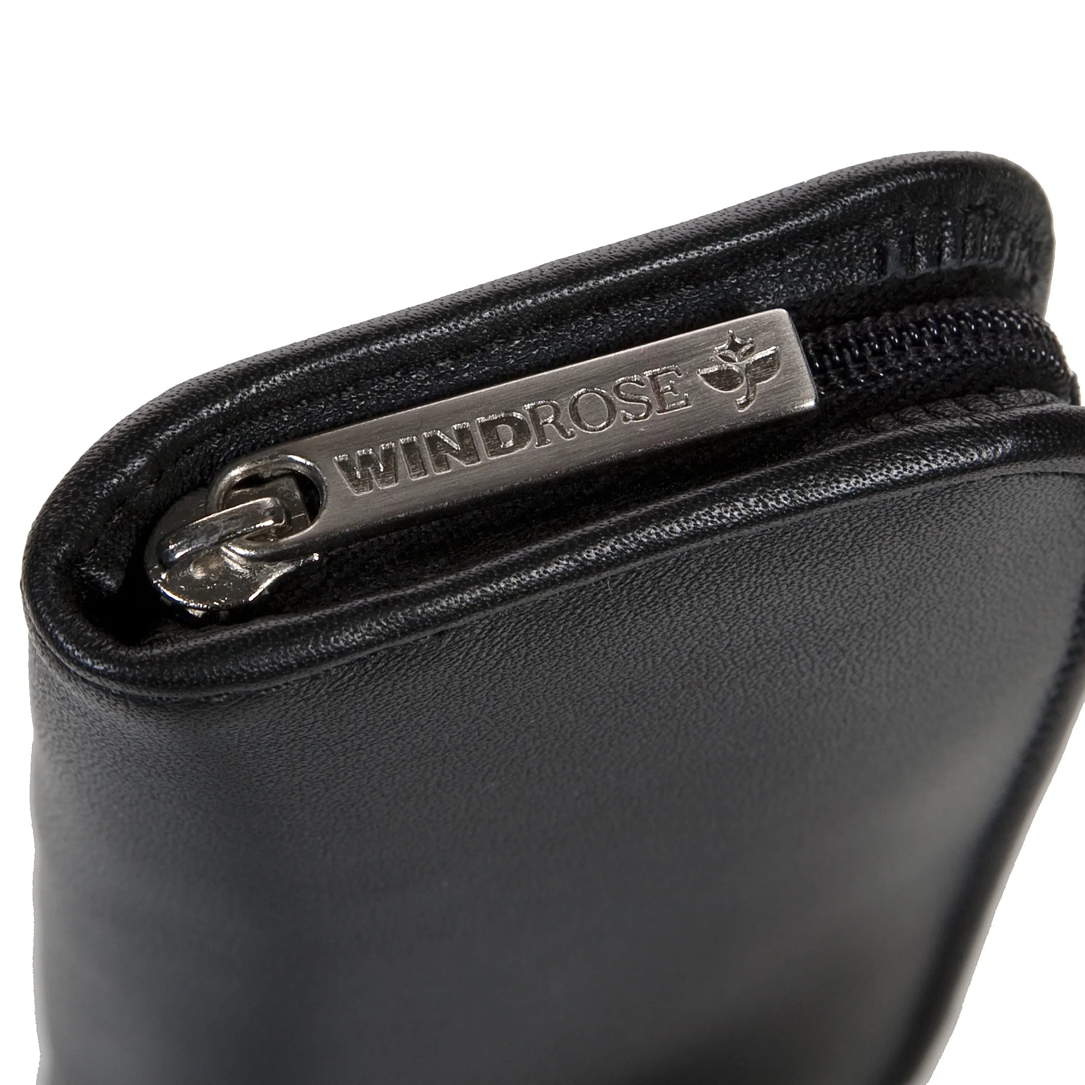 Windrose Nappa Manicure Zippered Leather Case - Black