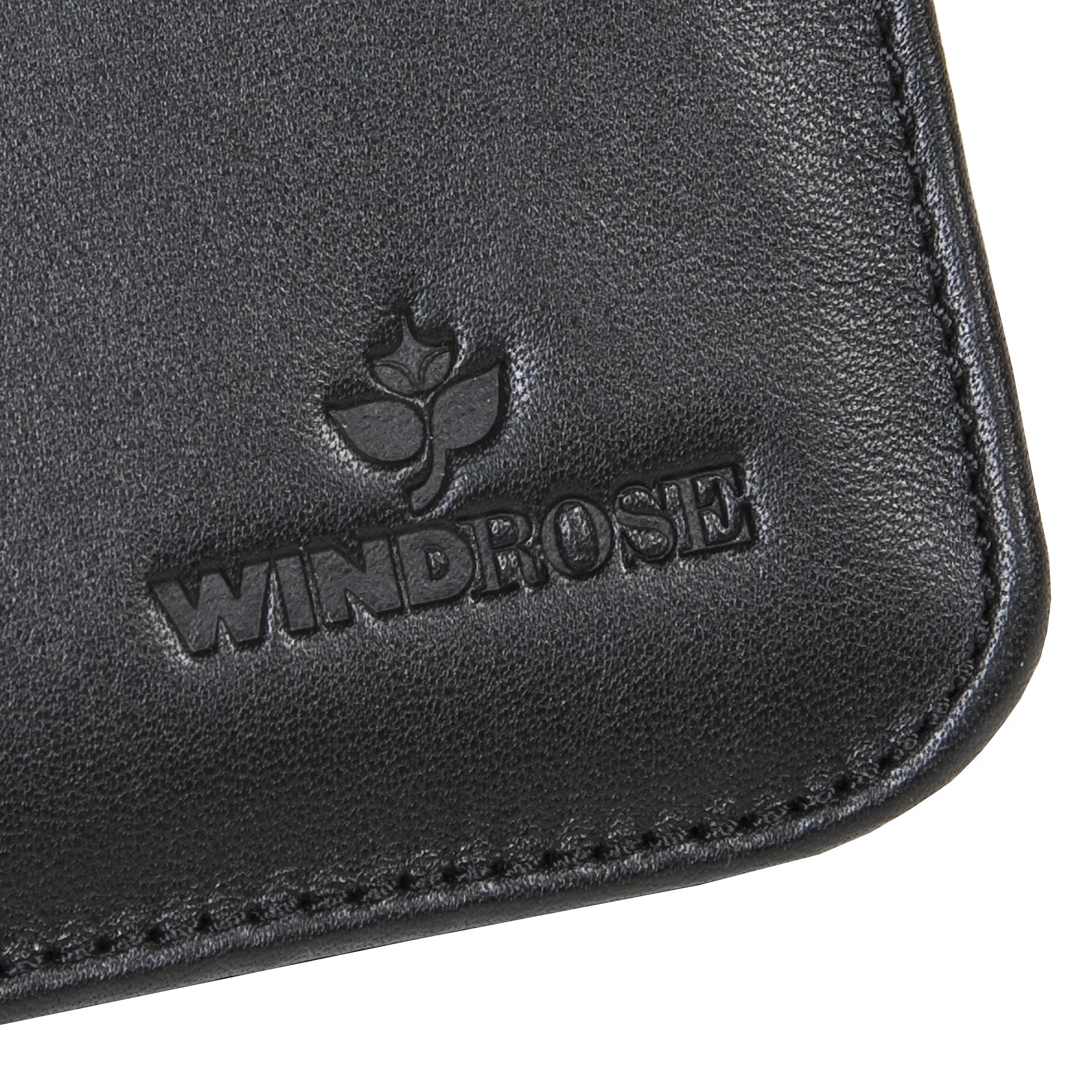Windrose Nappa Manicure Zippered Leather Case - Black