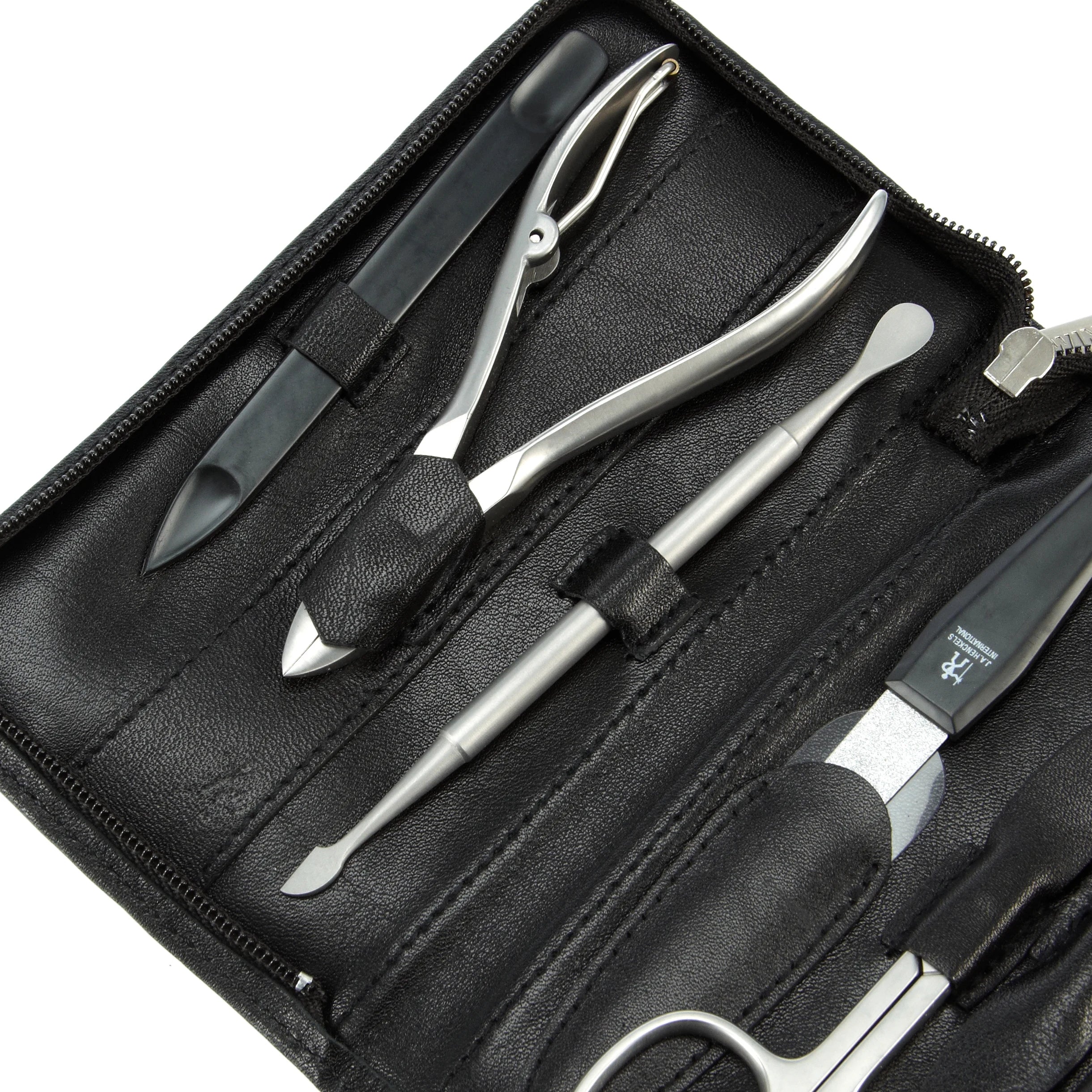Windrose Nappa Manicure Zipper Case 15 cm - black