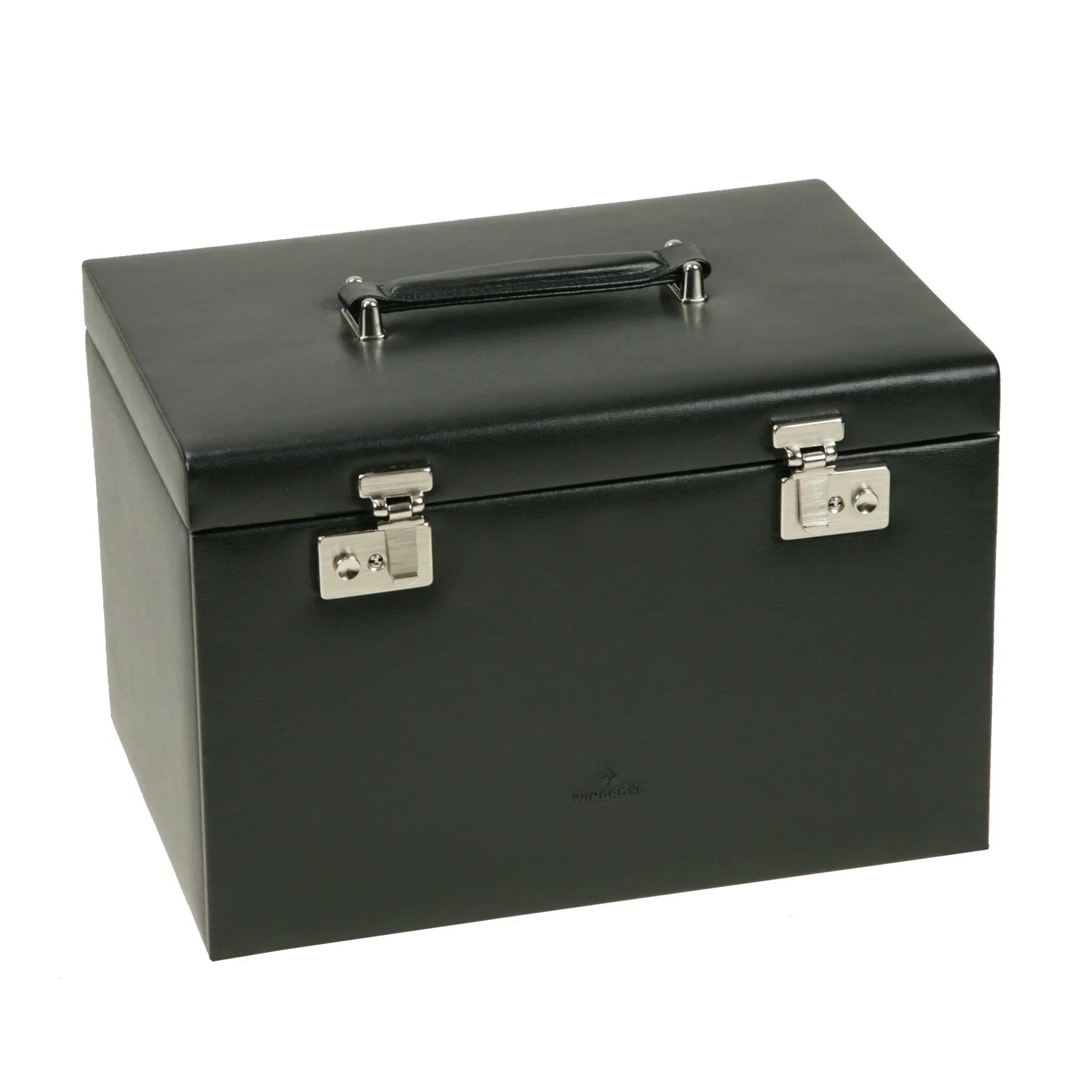 Windrose Ambiance Jewelry Case / Watch Case 5 Levels Made of Leather - Black