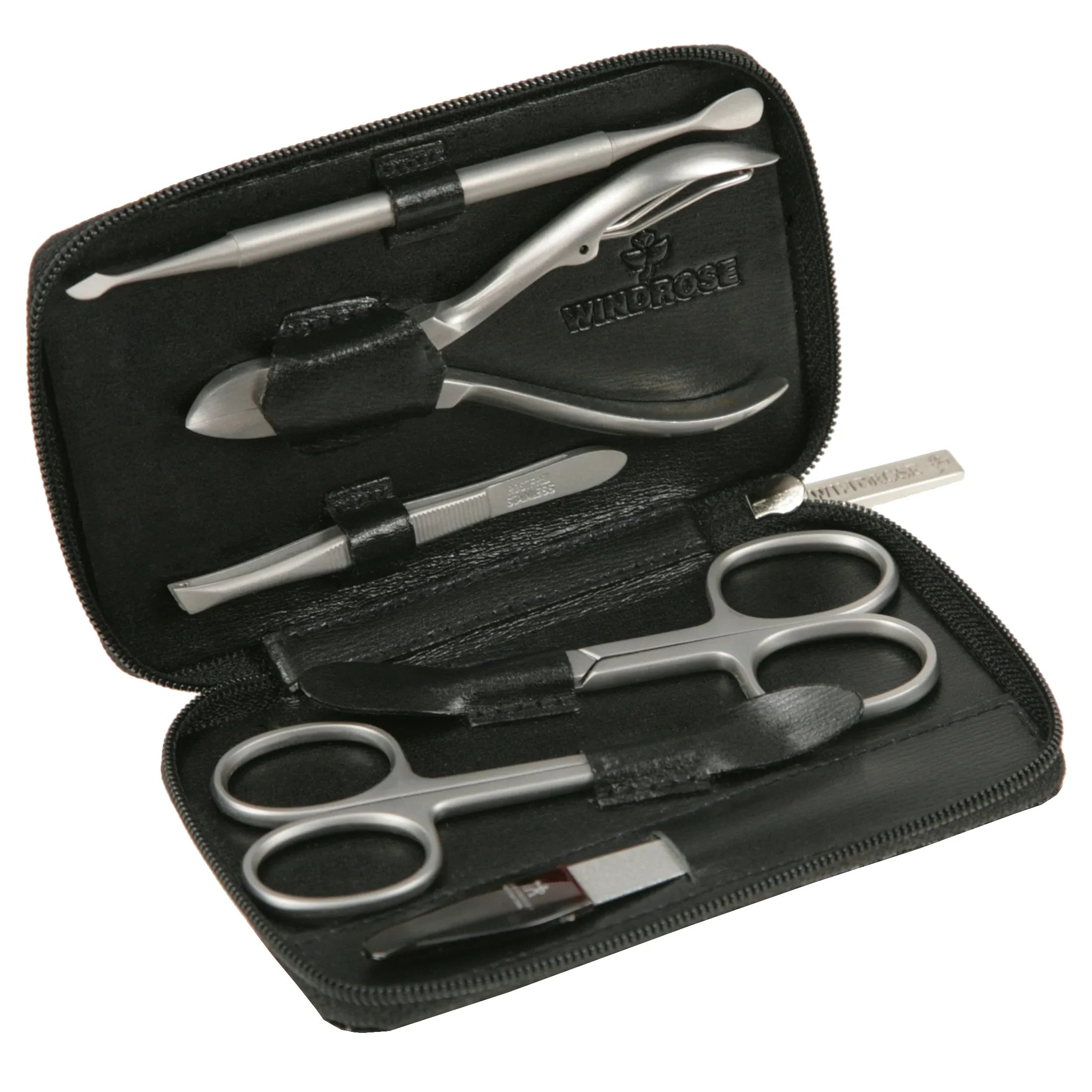 Windrose Ambiance Manicure Leather Zipper Case - Black