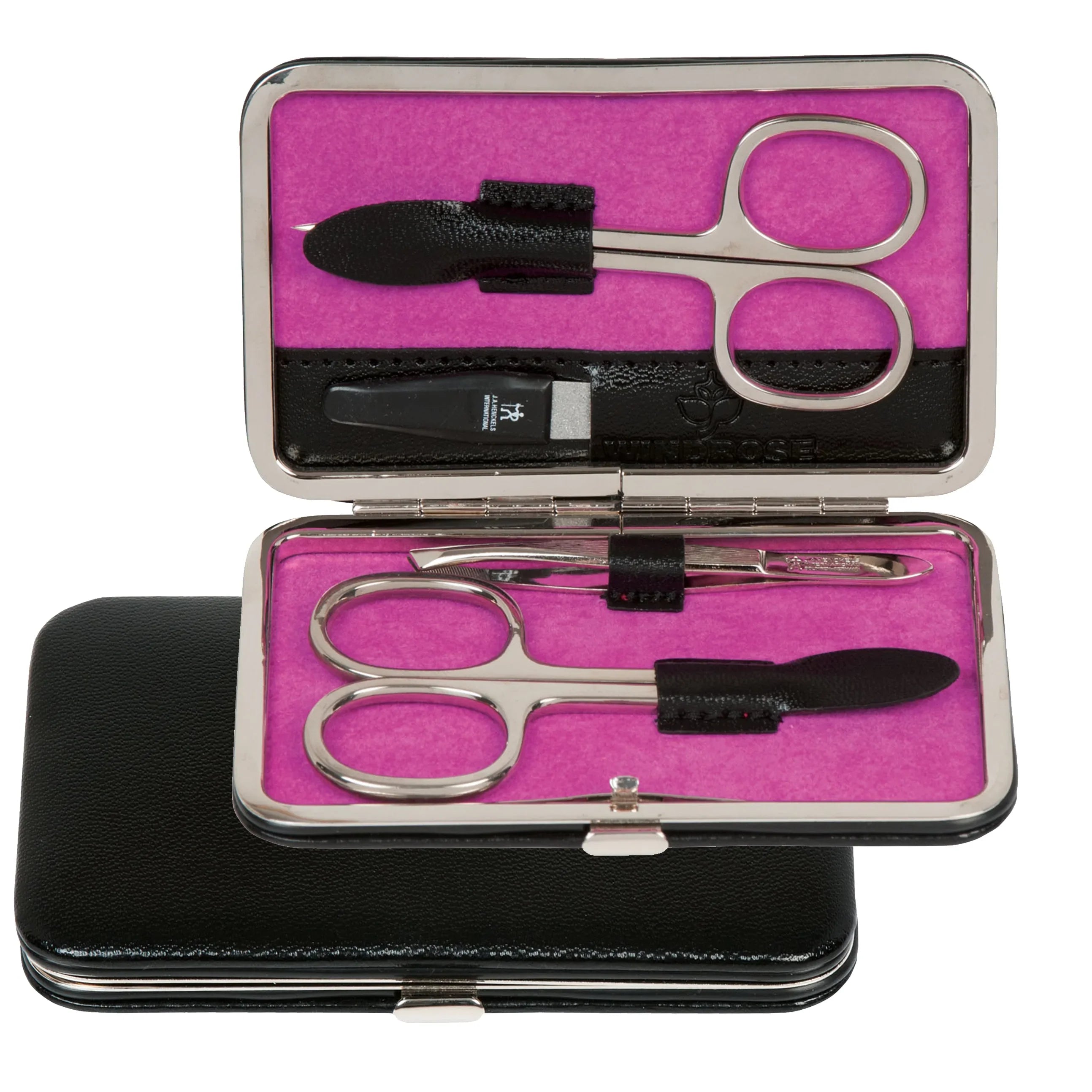 Windrose Merino Manicure Bügeletui 11 cm - schwarz/pink