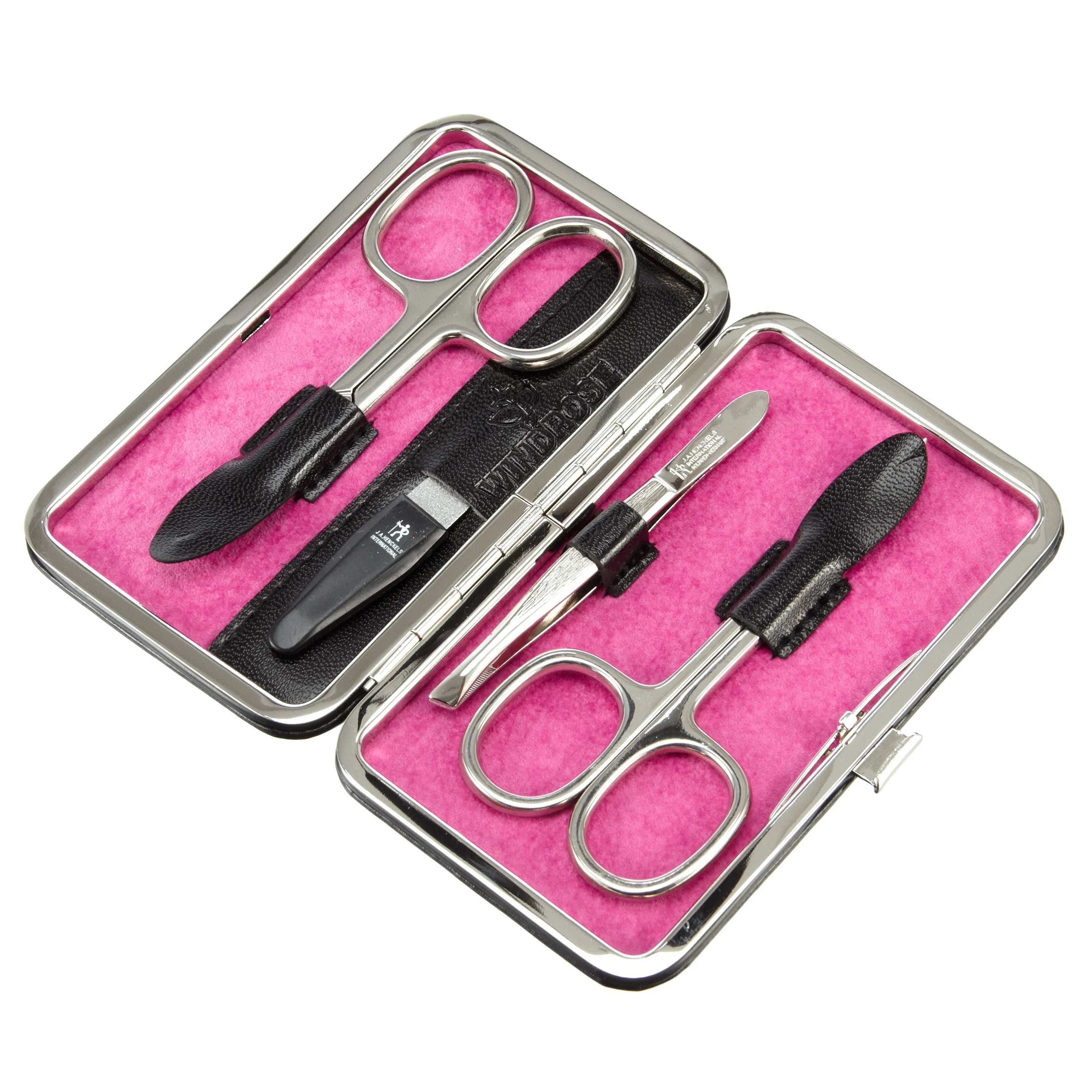 Windrose Merino Manicure Bügeletui 11 cm - schwarz/pink