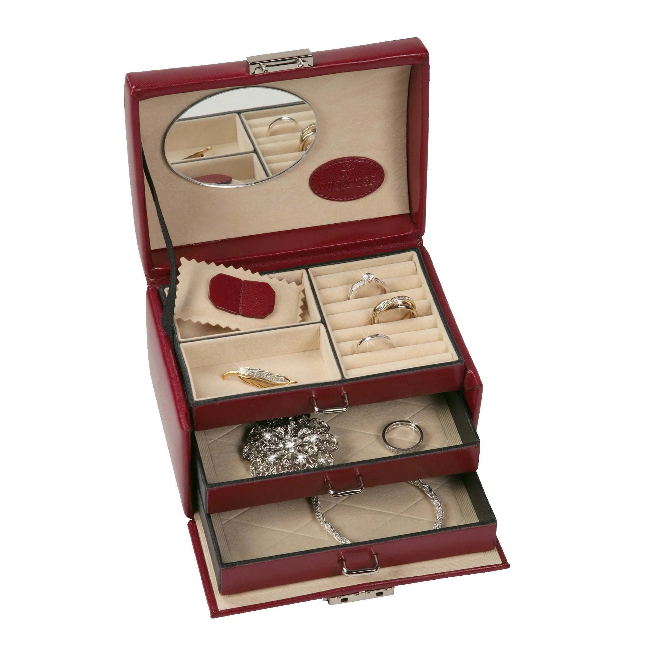 Windrose Merino small jewelry case 15 cm - black