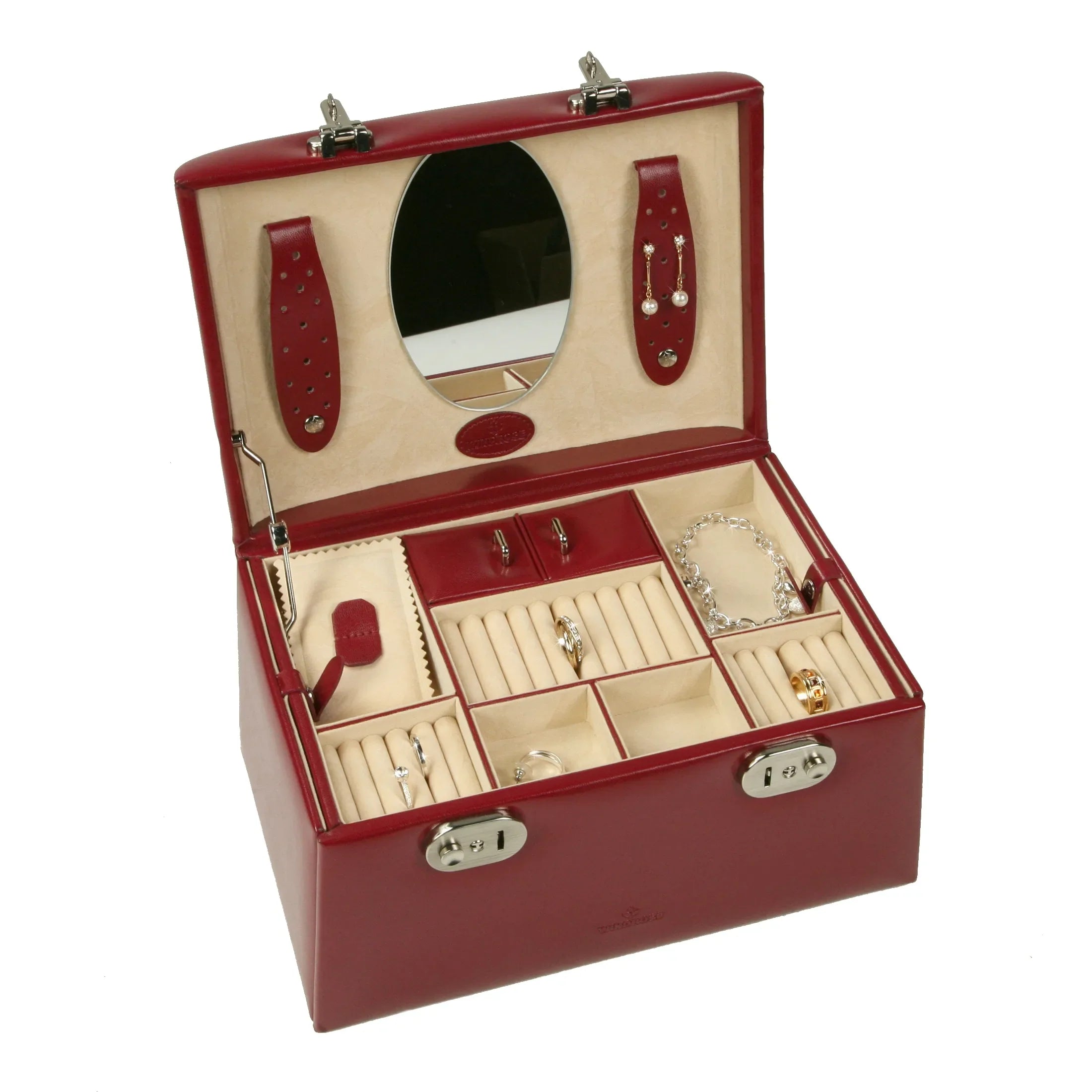Windrose Merino Large Jewelry Case 4 Levels 29 cm - black