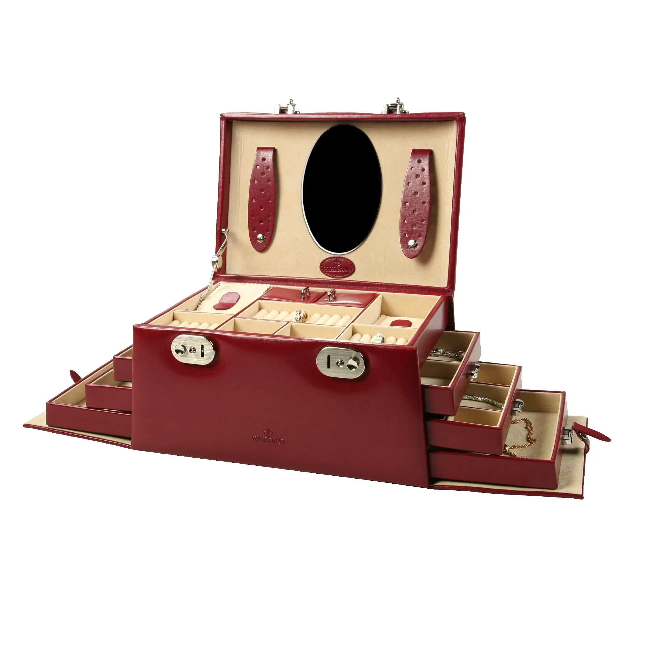 Windrose Merino Large Jewelry Case 4 Levels 29 cm - black