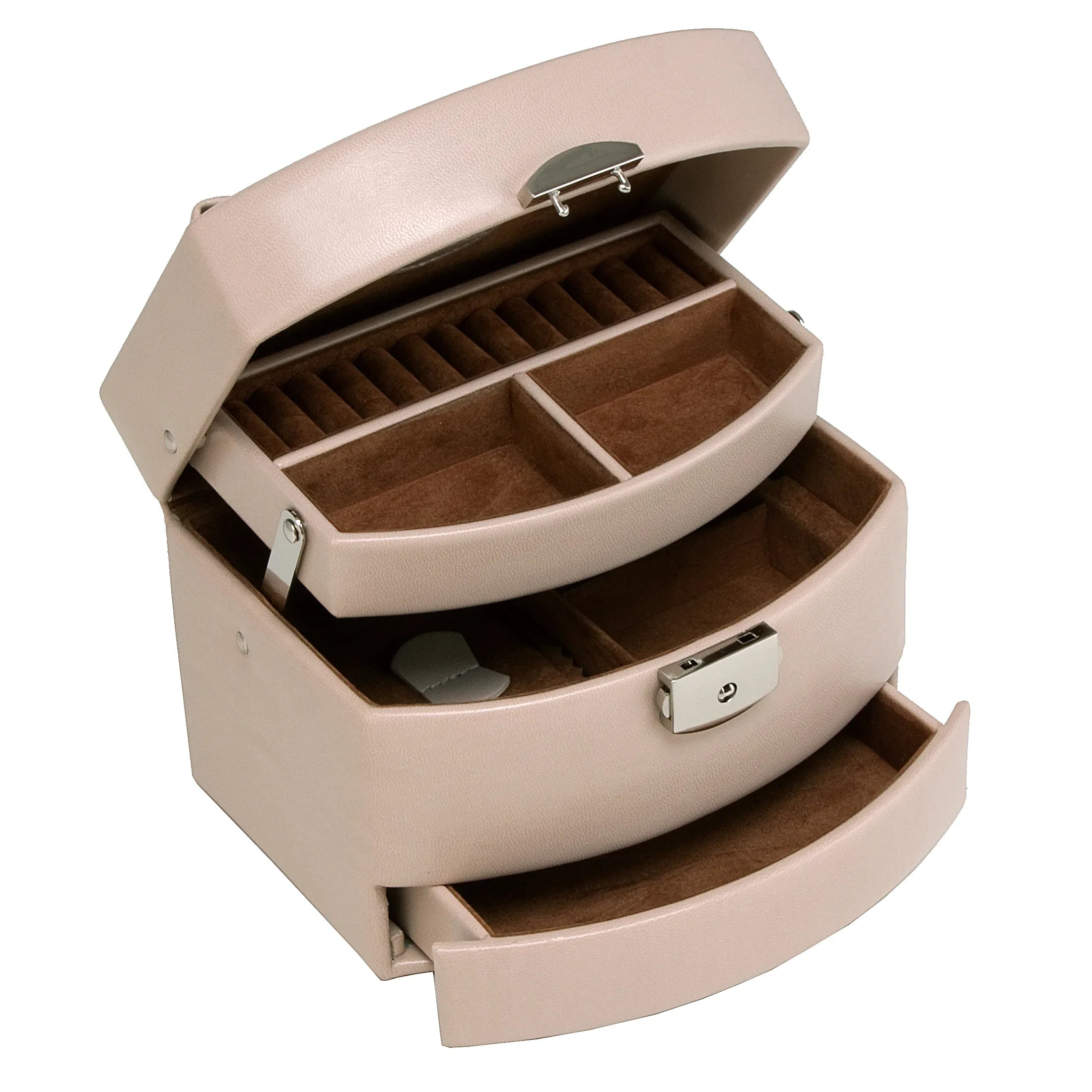 Windrose Merino Automatic Jewelry Case 17 cm - black
