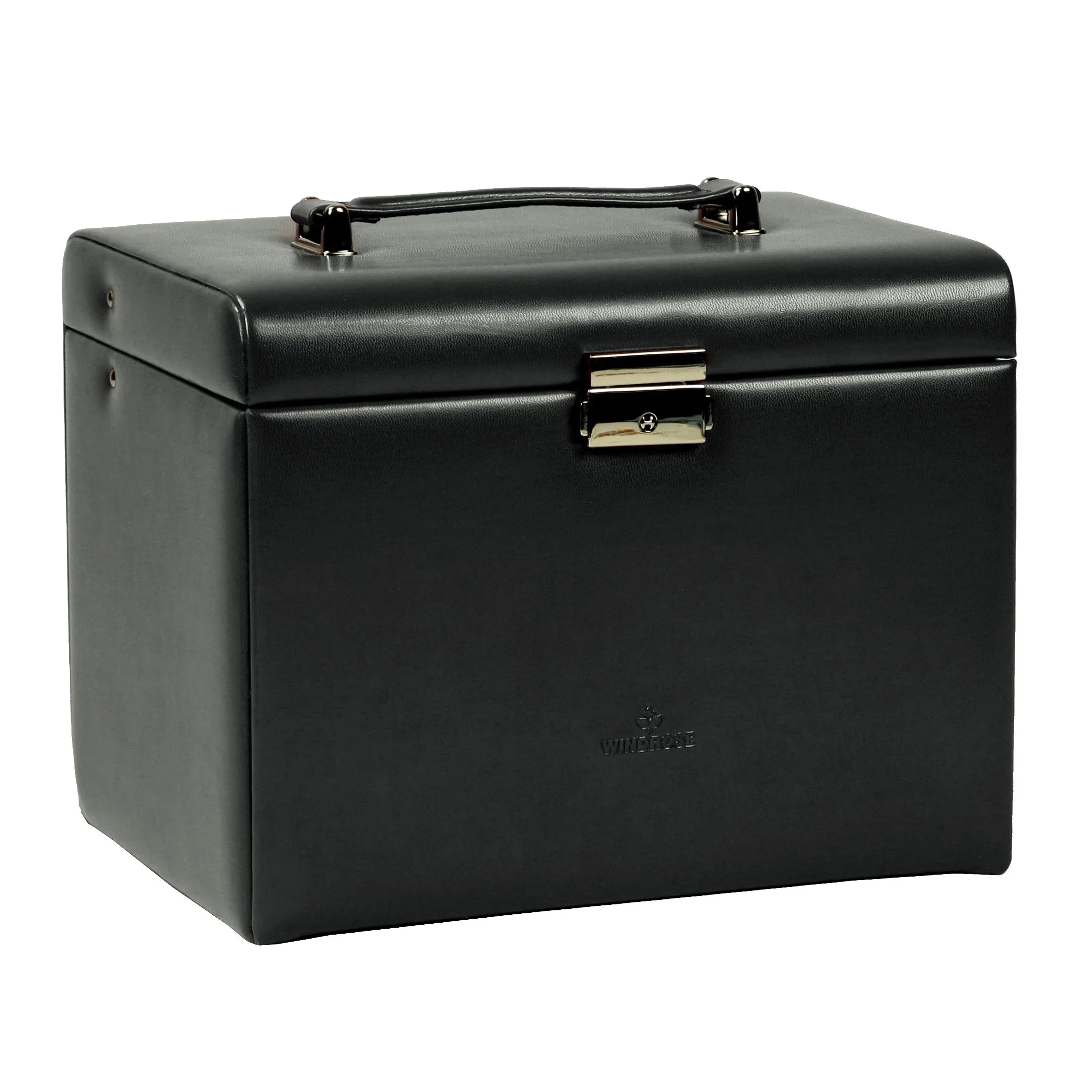 Windrose Merino Jewelry Case with Jewelry Bag 26 cm - Black