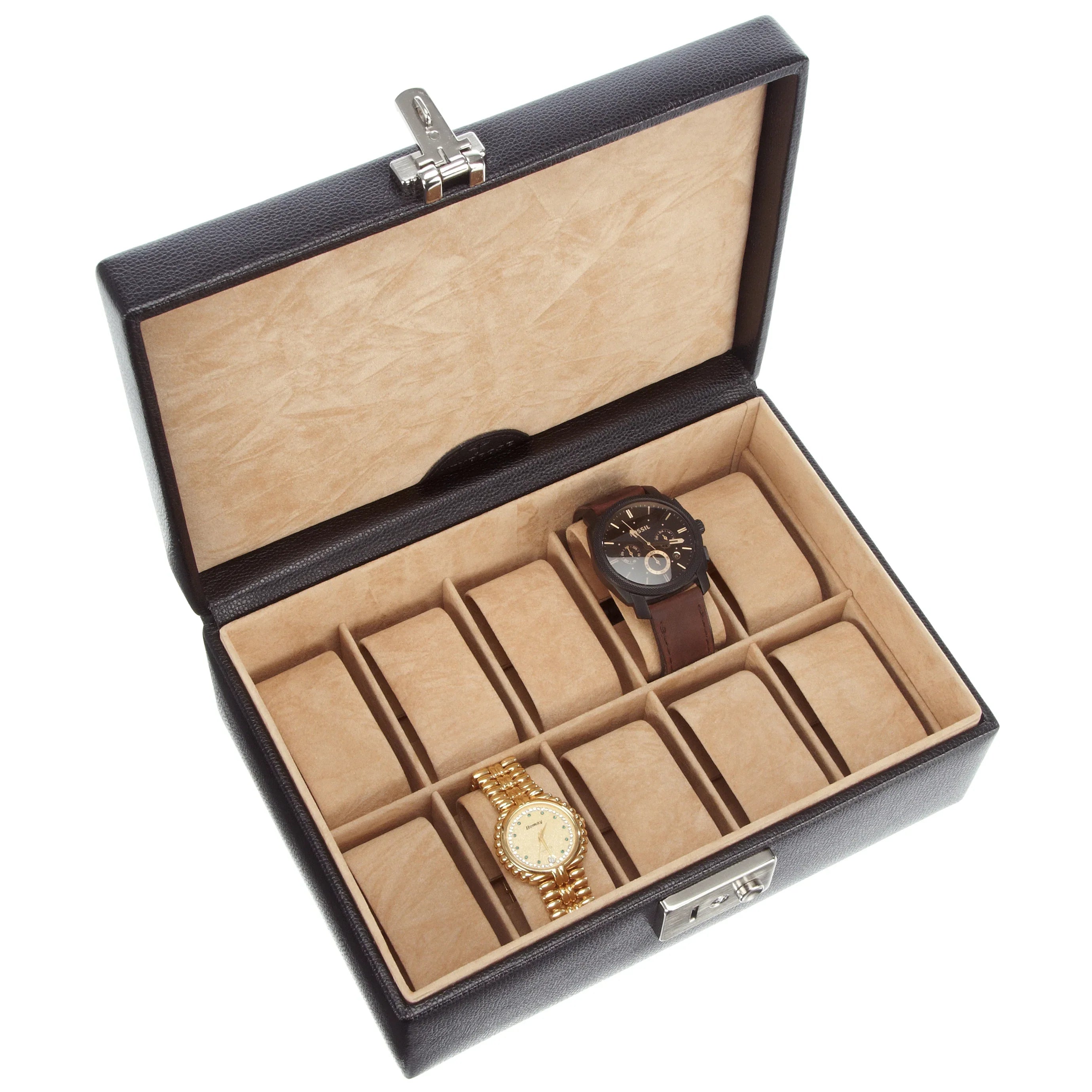 Windrose Beluga Uhrenkassette für 10 Uhren 24 cm - schwarz