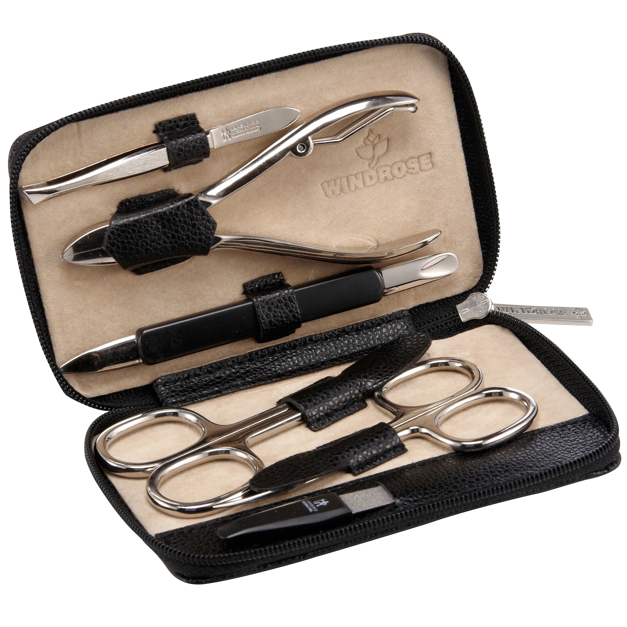 Windrose Beluga Manikure Lederetui 13 cm - schwarz