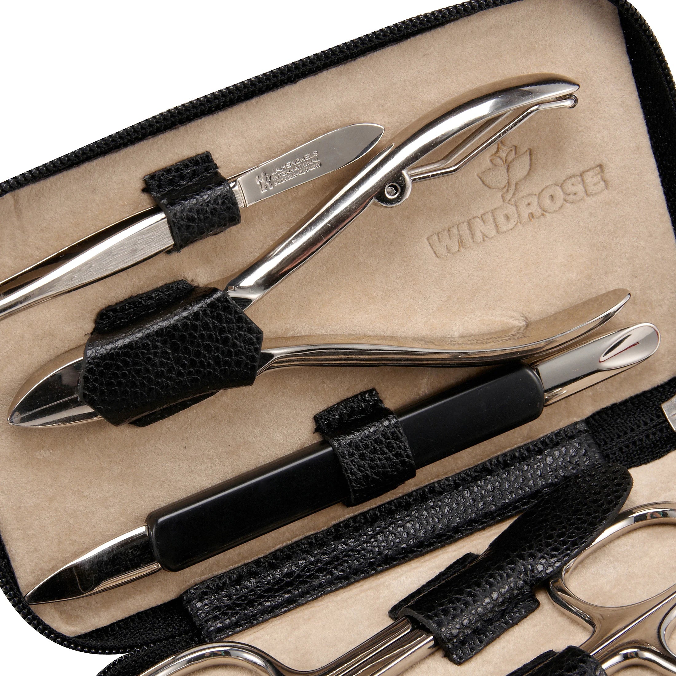 Windrose Beluga Manikure Lederetui 13 cm - schwarz