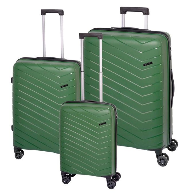 Check In Orlando trolley set 3 pieces. - Olive green