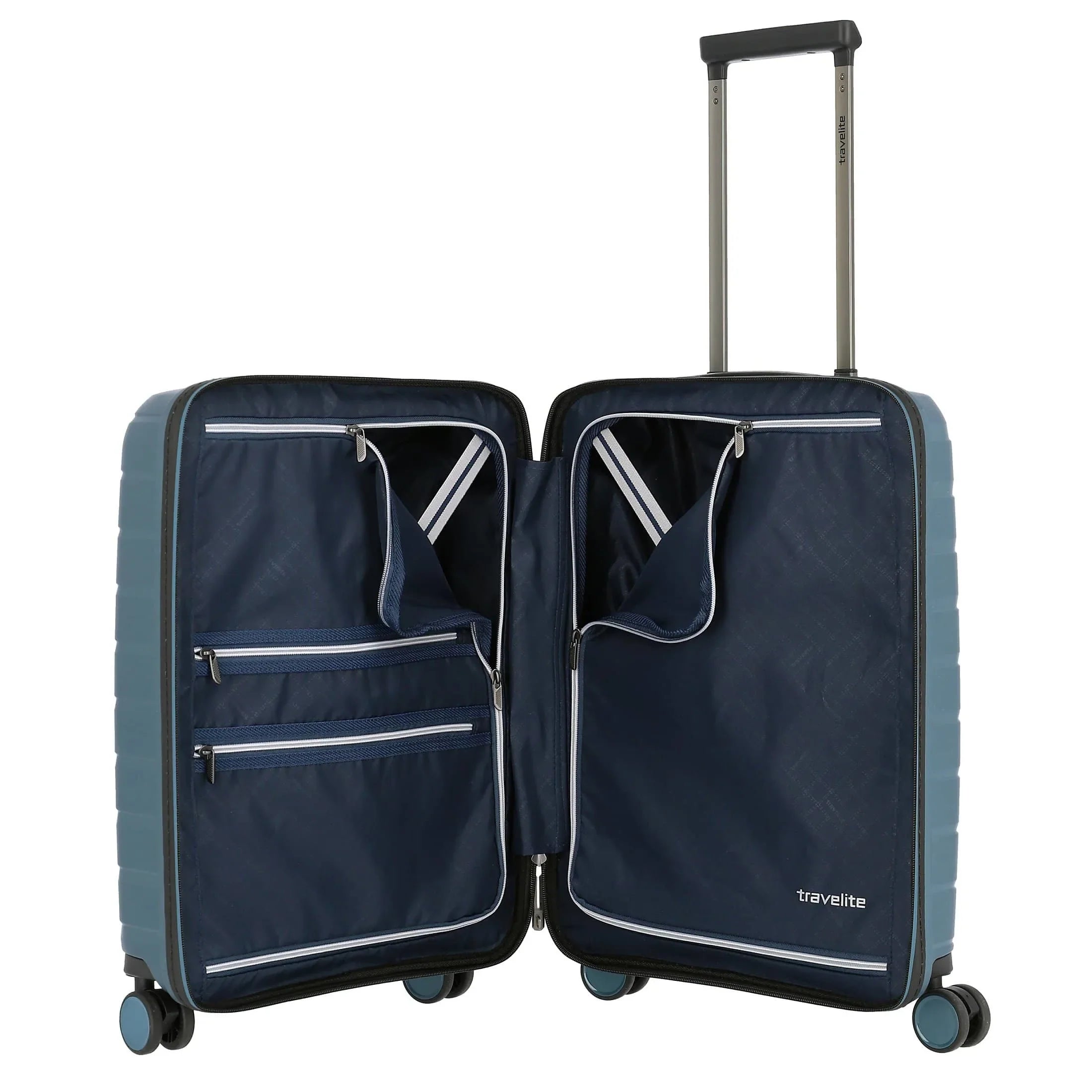 Travelite Air Base 4-Rollen Kabinentrolley mit Vortasche 55 cm - Eisblau